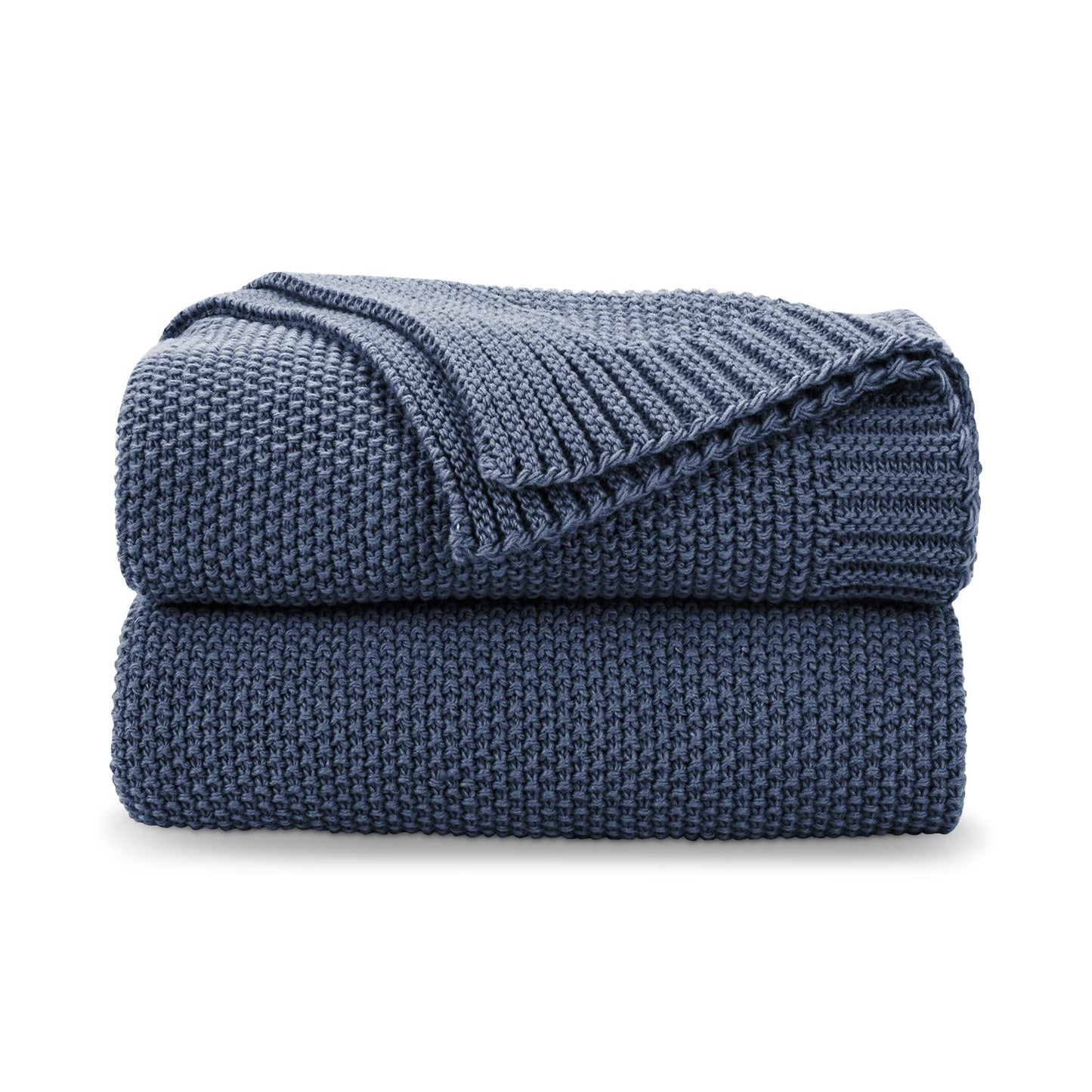 CozeCube Blue Throw Blanket for Couch, Soft Cozy Cable Knit Throw for Bed Sofa Living Room, Lightweight Warm Decorative Farmhouse Christmas Blanket, 60"x80", Dusty Blue