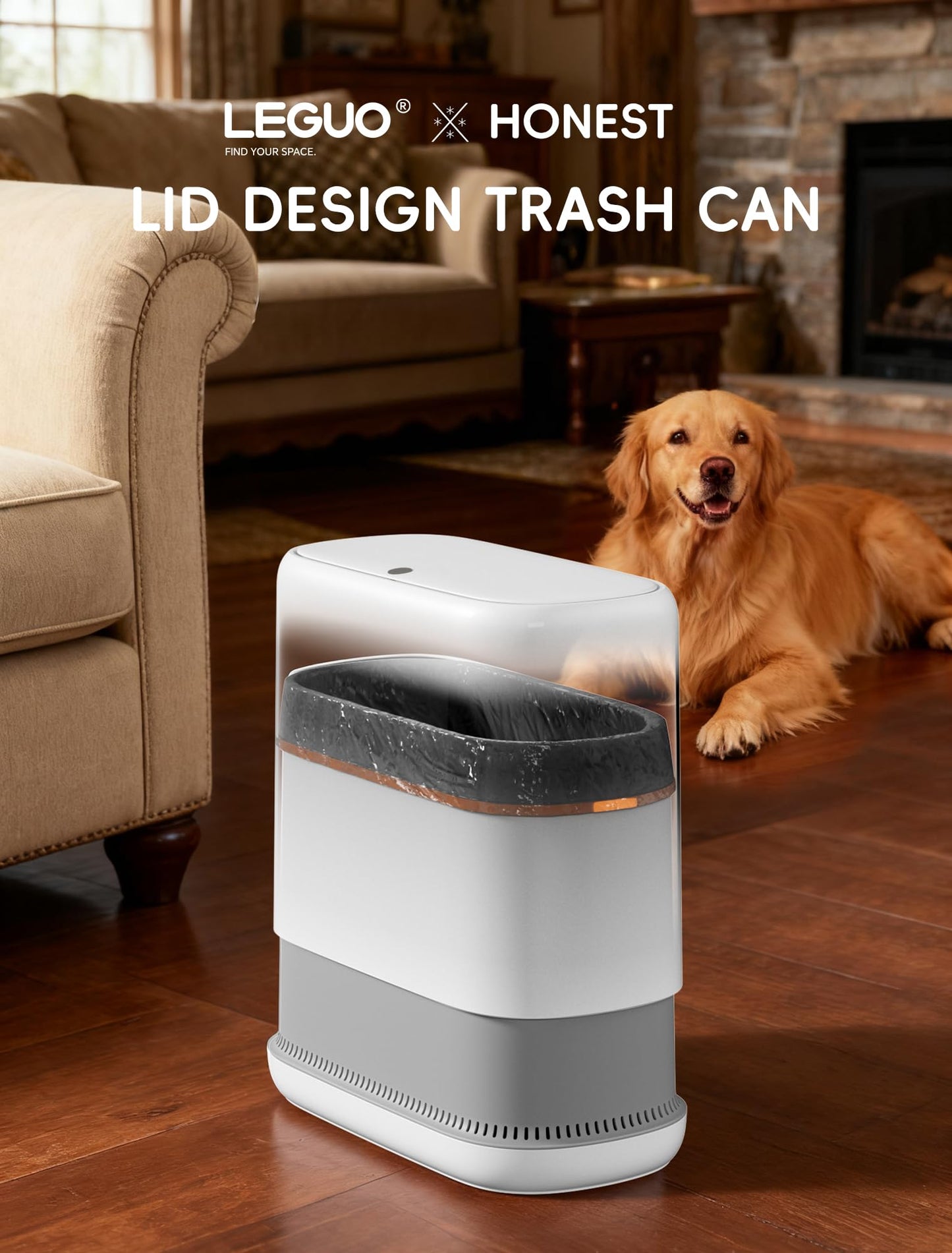 LEGUO Dog Proof Small Bathroom Trash Can with Lid, Slim Press Top Garbage Can, Narrow White Plastic Waste Basket, for Bathroom Bedroom Office 2 Pack Set with 4.8 Gal and 3 Gal