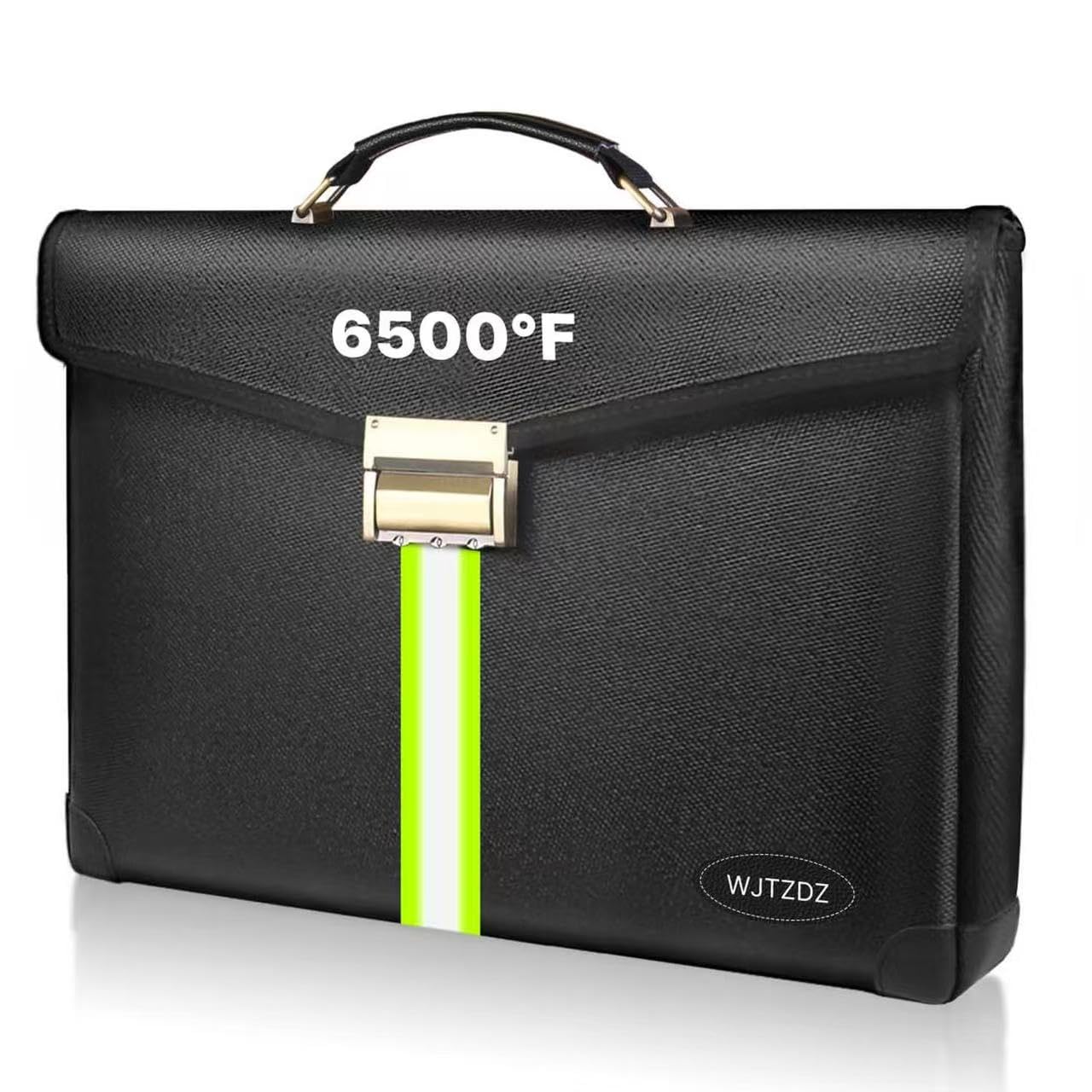 6500°F Fireproof Document Bag with Lock,Upgraded Fireproof/Waterproof Money Bag with Zipper/Reflective Strip,Storage Pouch for A4 Letter Size Document,Cash,Cell Phone,Passport