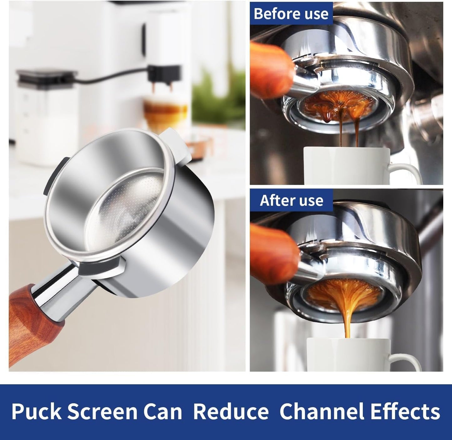54mm 3 Ear Bottomless Portafilter for Breville BES870/878/880/876/840/820 Series Espresso Machines - Rosewood Handle with 304 Stainless Steel Filter Basket