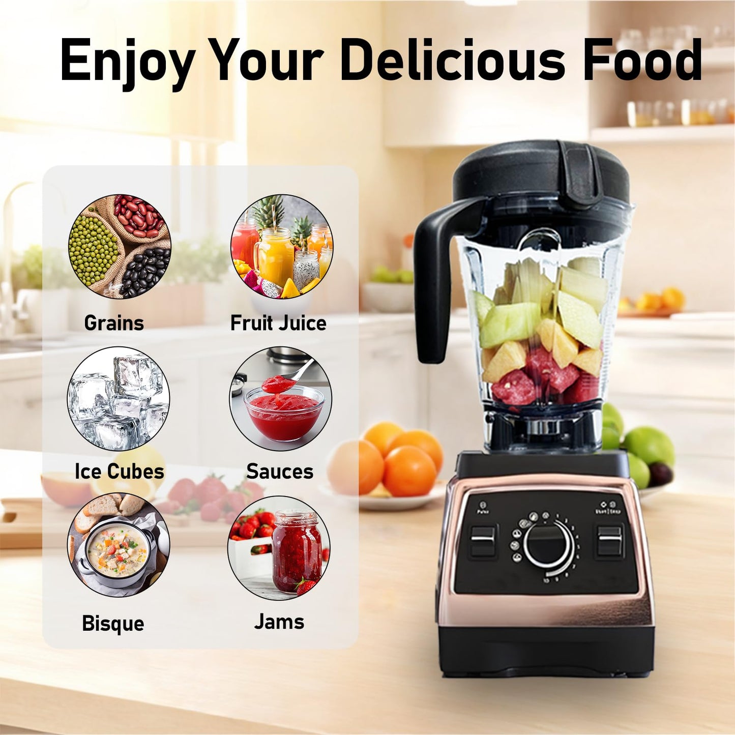 Blender Pitcher 64 oz Low-Profile Clear, Replacement Container for 5300, 6500,750,7500, 5200, 6000, 6300,VM0102, VM0103, VM0197, G/Propel/Professional Series etc., 2-year warranty