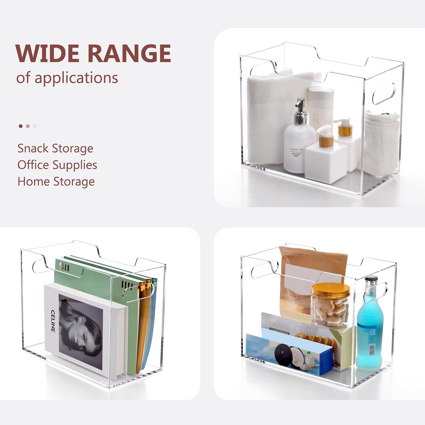 Tfirhuoe Acrylic Hanging File Organizer, Letter Size Clear Magazine Rack Folders Holder, Large Capacity Storage Box for Desk Office School, No Assembly Required