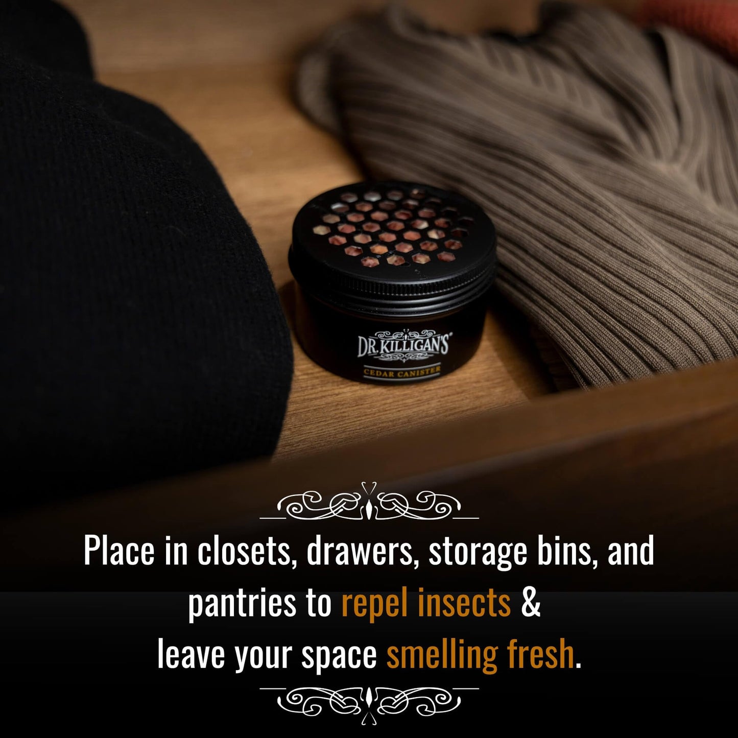 Dr. Killigan's Cedarwood Chip Canisters - Moth Repellent for Closets, Cedar Blocks for Clothes Storage, Drawer Deodorizers, 8 Reusable Tins with Wood Shavings