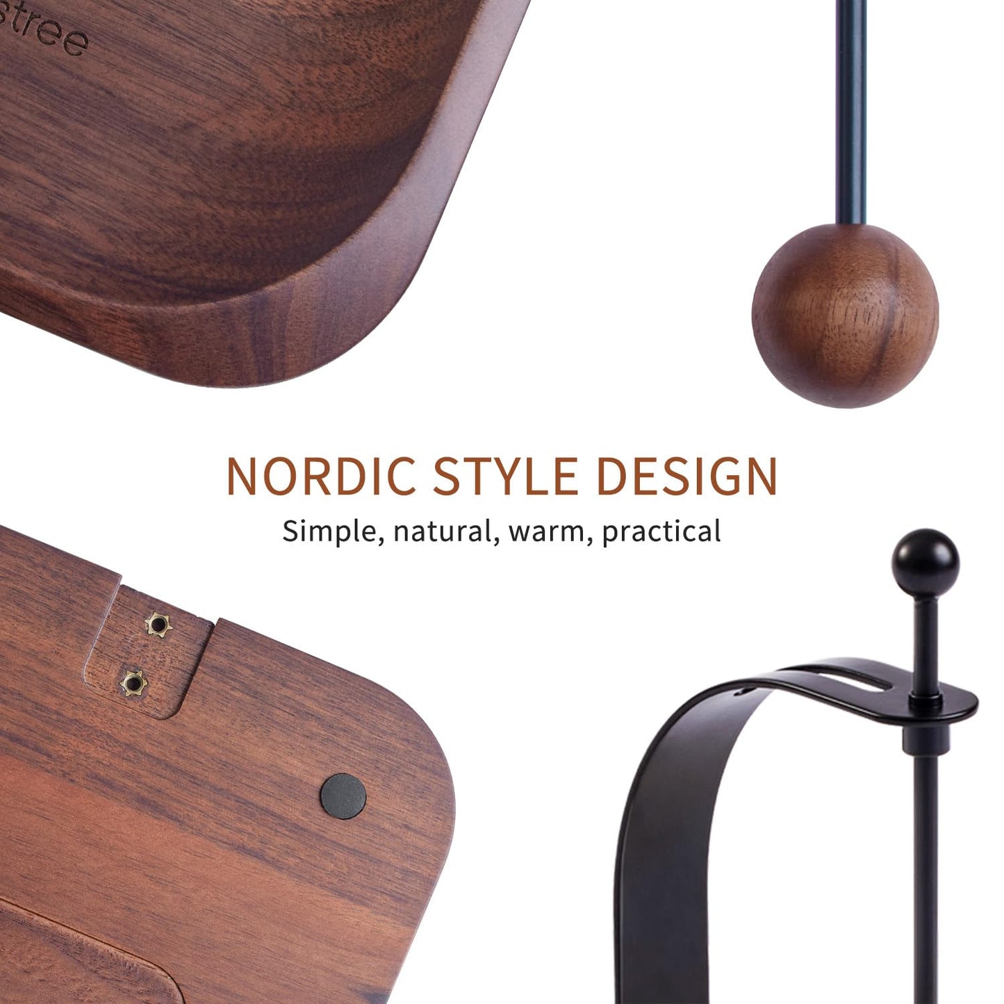 Celestree Black Walnut Wooden Napkin Holder for Table - Square Tabletop Windproof Cocktail Napkin with Metal Accents, Fits 5-7 Inch Napkins for Kitchen,Office,Restaurant, Hotel,Cafe, Bar,Outdoor