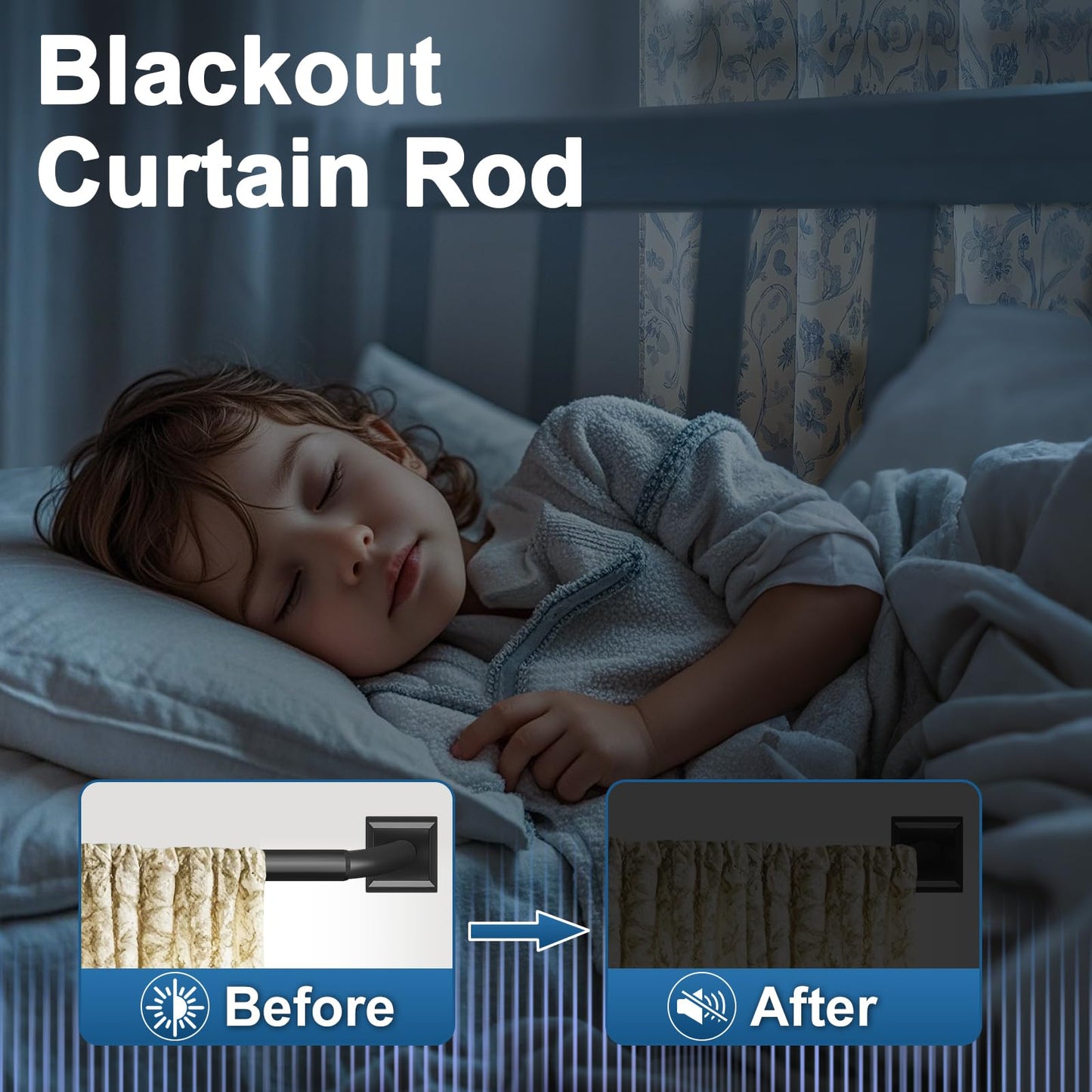 Black Curtain Rods for Windows 48-90Inch(4-7.5ft) Heavy Duty Wrap Around Blackout Curtain Rods,Adjustable Room Darkening Drapery Rod for Bedroom, Living Room, Sliding Door & Outdoor Patio