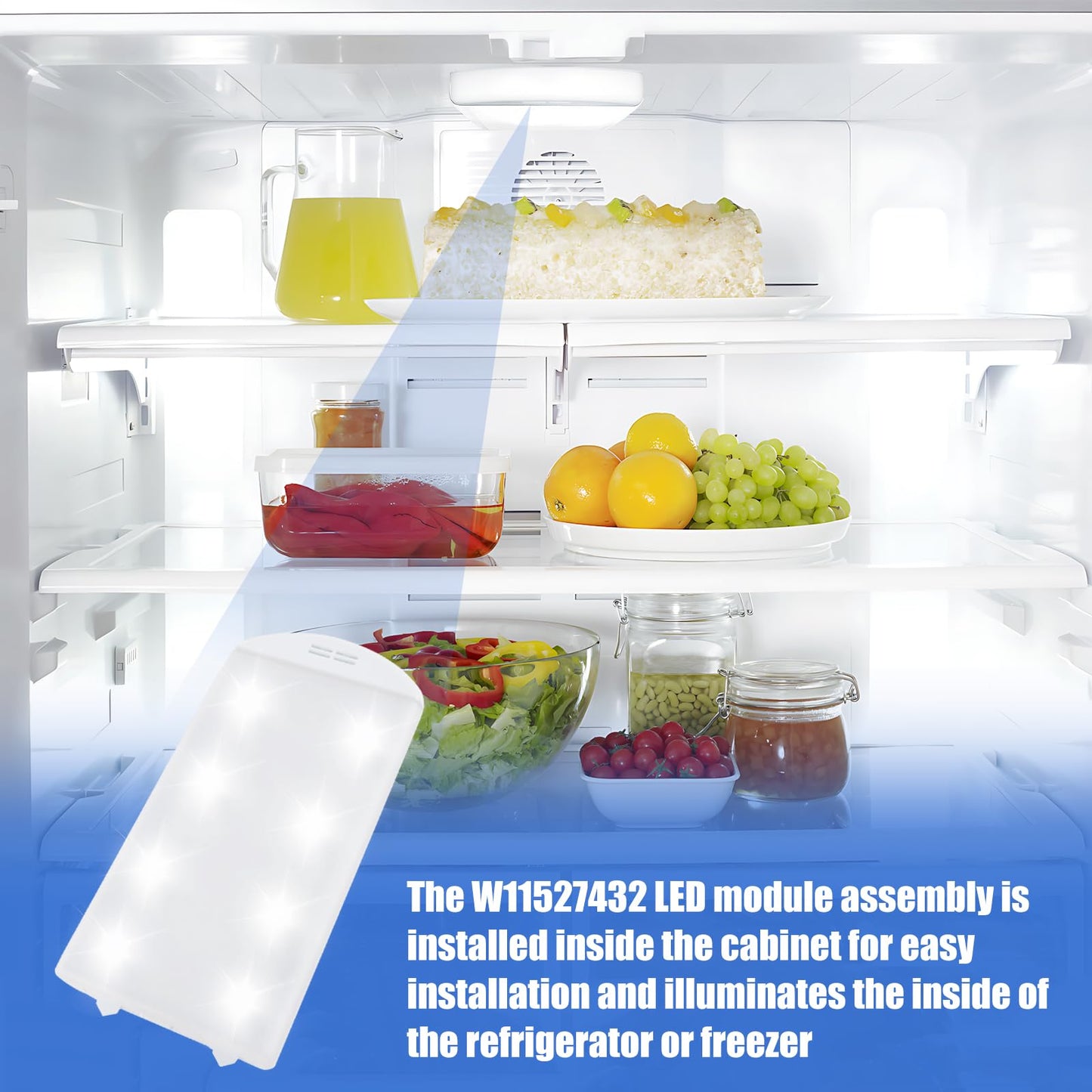 WRX735SDHZ02 WRX735SDHZ03 WRX735SDHZ04 WRF555SDFZ11 WRX735SDHZ07 WRF555SDFZ09 WRF555SDFZ15 Refrigerator LED Light Module for Whirlpool Maytag, Replaces W11527432, W11387579, W11333374, W11101384