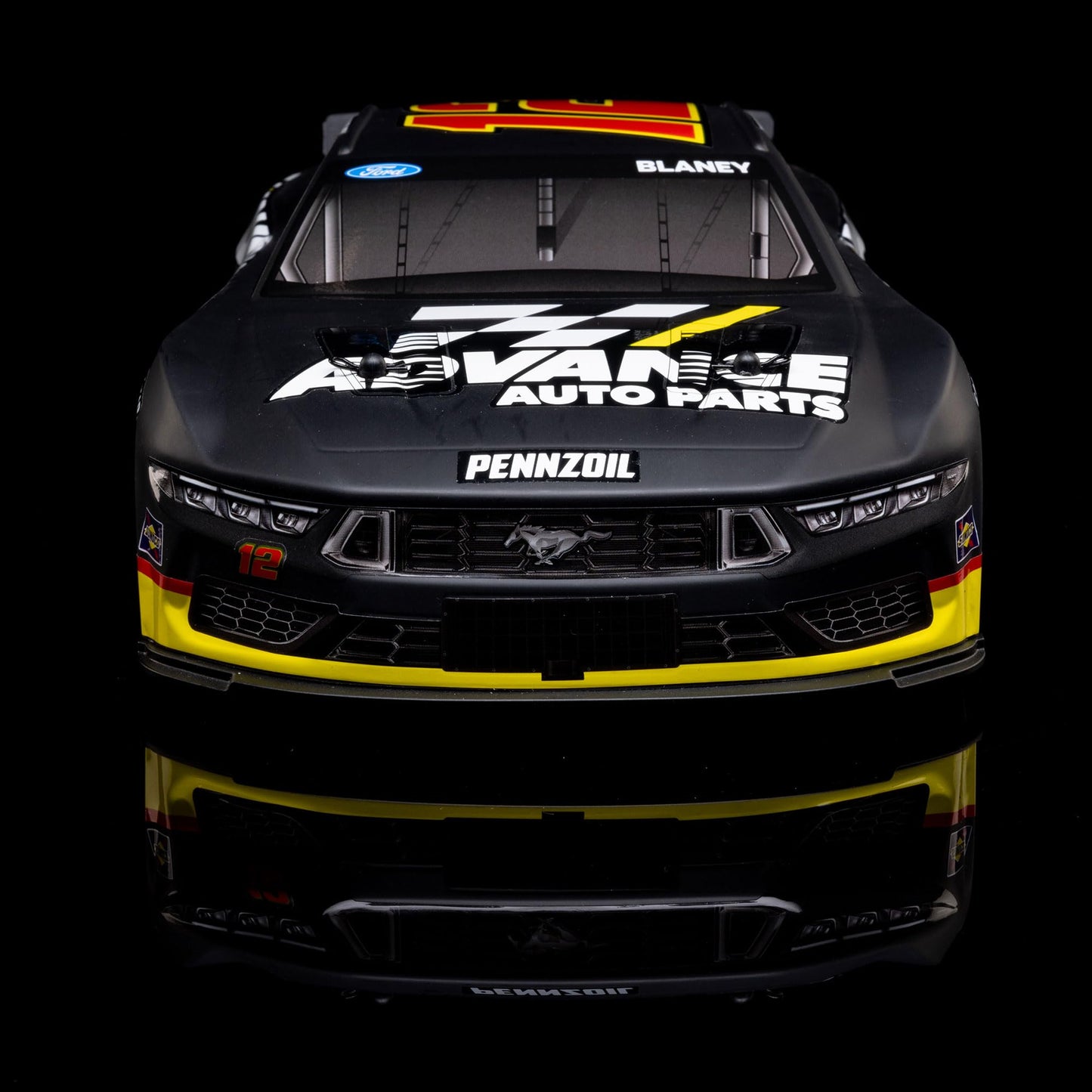 Losi 1/12 NASCAR RC Race Car Ryan Blaney No. 12 2025 Advance Auto Ford Mustang 2S AWD RTR Brushed On-Road Battery & Charger Included Black LOS1122512