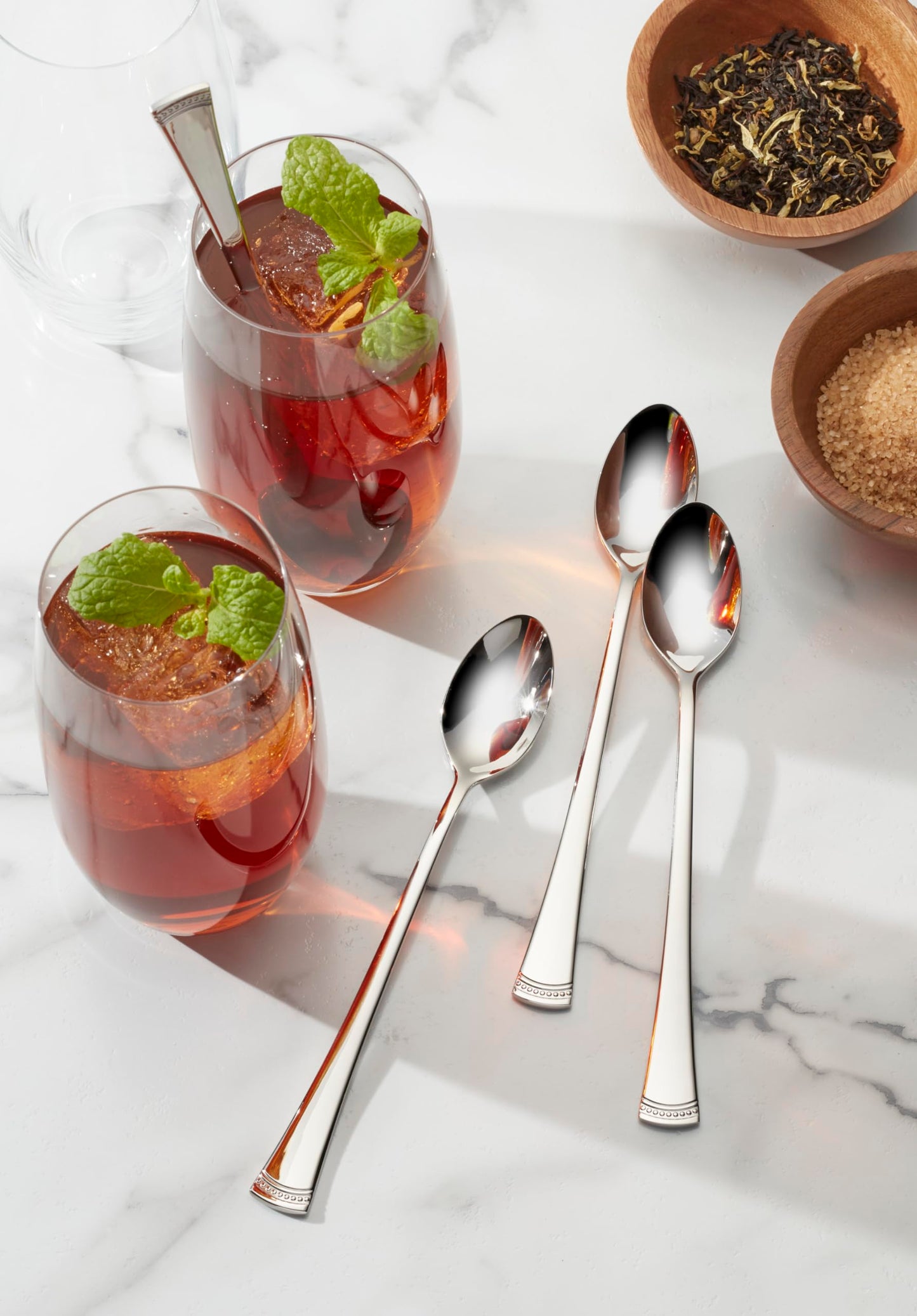 Lenox Silverware Set, Portola Iced Teaspoons, Set Of 4, Service For 4, 18/10 Stainless Steel, Dishwasher Safe, Flatware Utensils, Spoons Silverware, Home, Kitchen And Dining, Spoon (Silver, 4 Piece)