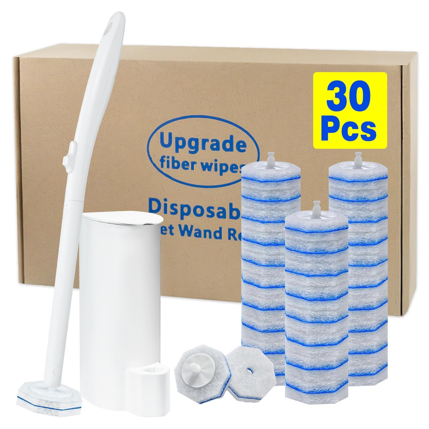 Disposable Toilet Brush and Holder Set, with 30 PCS Toilet Bowl Wand refills for Clorox.