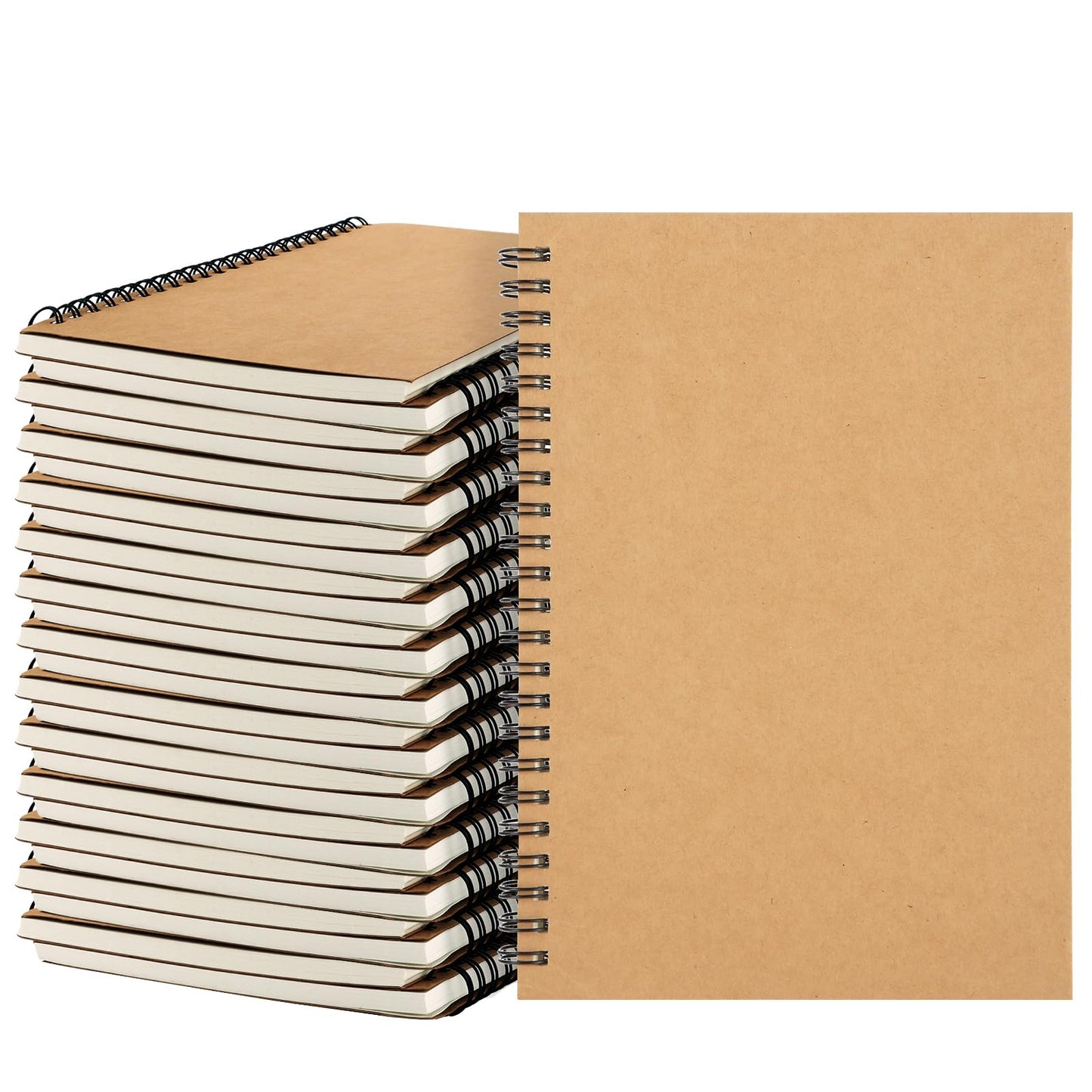 MIVIDE 24 Pack A5 Bulk Spiral Notebooks with Kraft Cover, 8.3 x 5.8 Inch 60 Pages Hardcover Spiral Lined Notebook Journal, Lined Travel Bulk Writing Paper Notebook for School Business Office Supplies