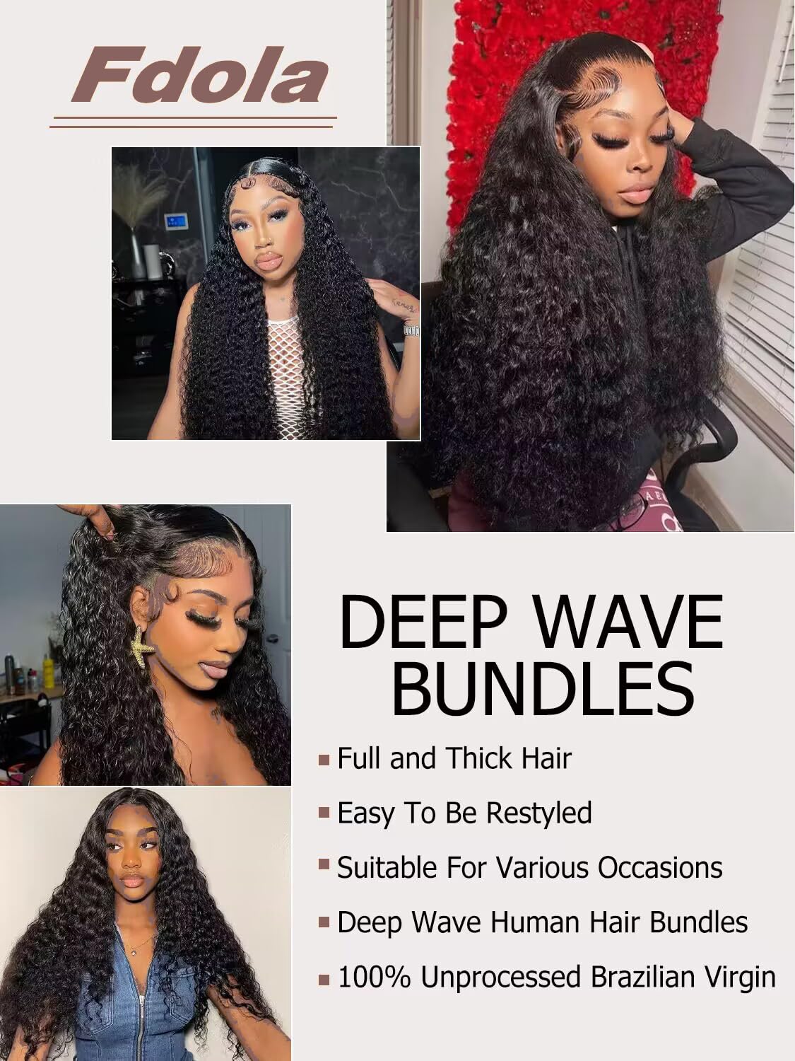 12A Deep Wave Human Hair Bundles 20 22 24 Inch Deep Curly Bundles Human Hair 100% Unprocessed Brazilian Virgin Weave 3 Bundles Water Wave Human Hair Bundles Double Weft Wet and Wavy Bundles Human Hair