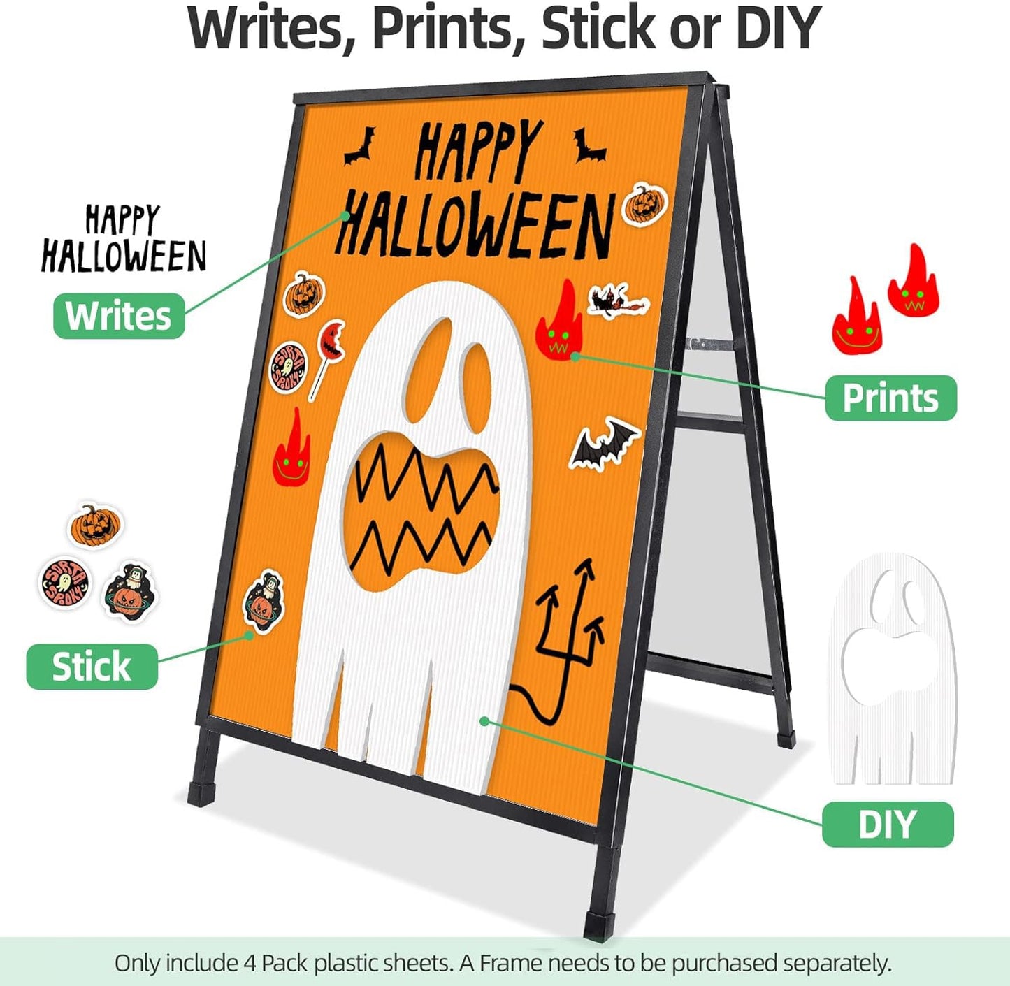 VAIIGO Plastic Sheets 24" x 36", 4mm Blank Yard Lawn Signs, 4 Pack Plastic Poster Board, Coroplast Sheets for Garage Yard Sale Sign, A-Frame, Warnings, Divider, Crafts, Packing
