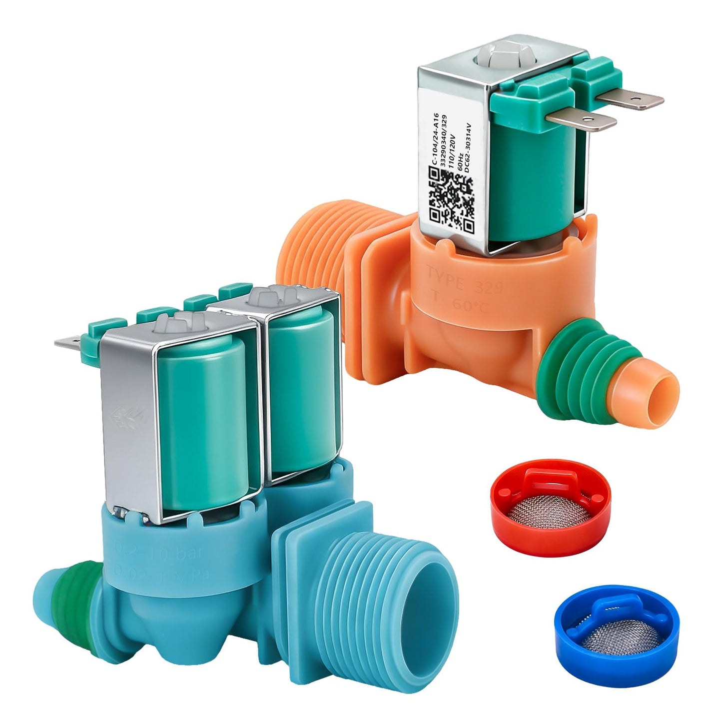 DC62-00311F&DC62-30314V Washer Water Inlet Valve set compatible with Sam-sung Washer WA40J3000AW WA45N3050AW WA40J3000AW/AA WA45T3200AW WA45N3050AW/A4 WA40J3000AW/A2 WA40J3000AW/A2-01 WA41A3000AW/A4