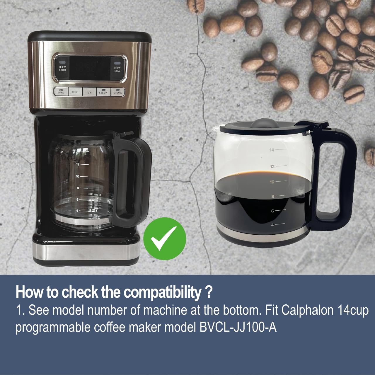 14 Cup Coffee Maker Carafe, ONLY Compatible with Calphalon Model BVCL-JJ00-A