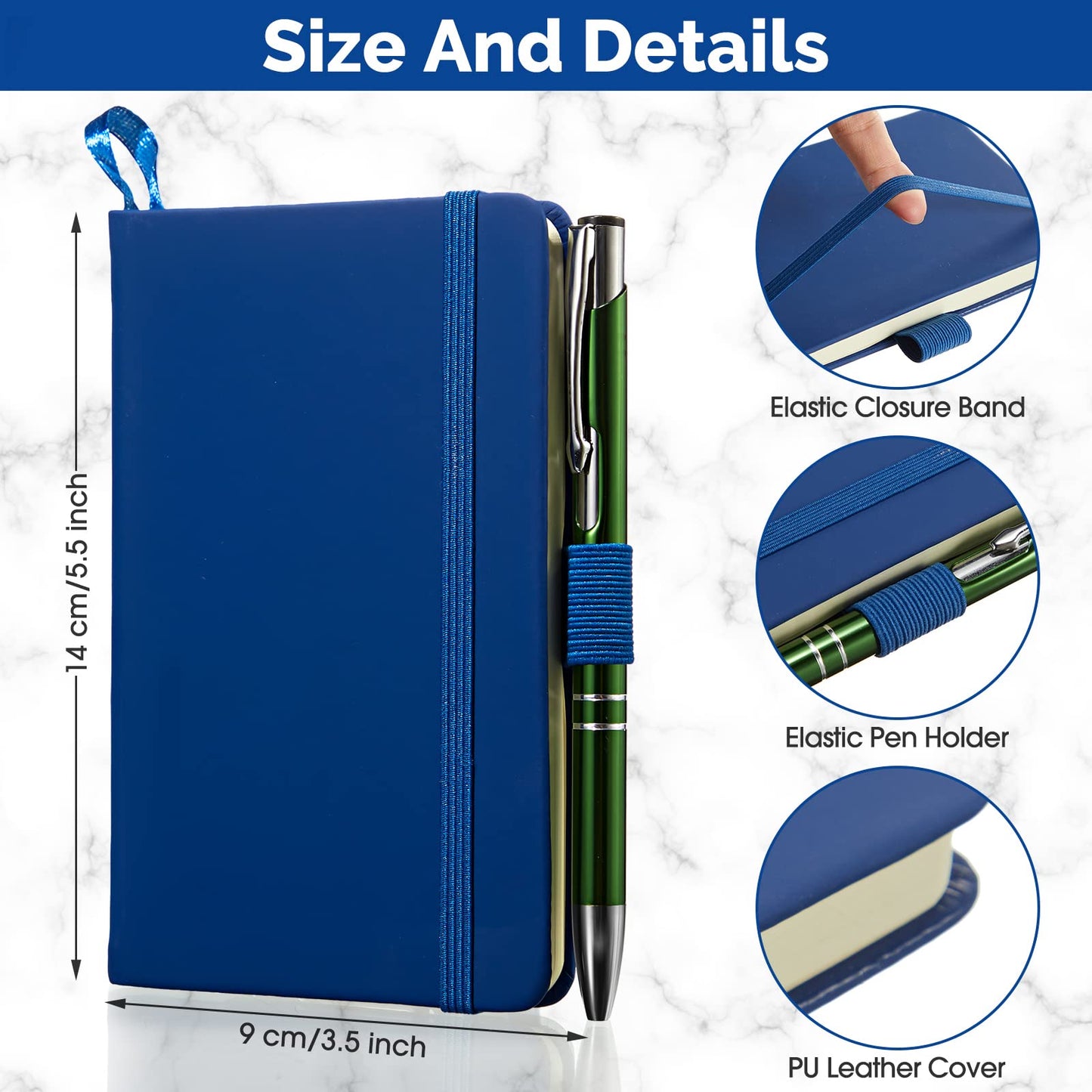 Laumoi 40 Pack Pocket Notebook Journals A6 Mini Hardcover Journal PU Leather Lined Notebooks 3.5 x 5.5 Inch Small College Ruled Notepad with Pen Holder for Writing Office School Supplies(Mixed Color)