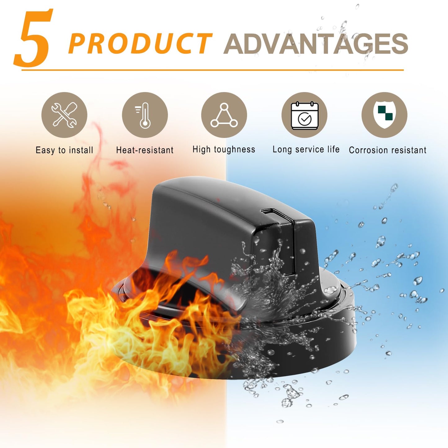 atgestore WB03X24904 191d8446 Stove Knobs Replacement for GE Electric Range Cooktop Knob General Electric Range Parts JB625RKSS JB625DKBB Black Plastic Stove Top Burner Control Knobs 5 Pcs
