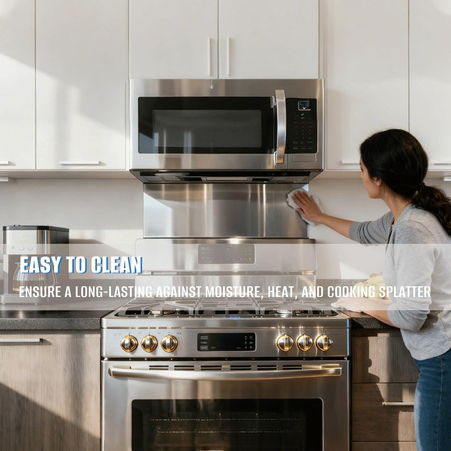 12" By 30" Stainless Steel Stove Backsplash, Reversible Ultra Flat Splatter Guard Range Hood Backsplash, Easy Clean Wall Shield Magnetic Metal Panel