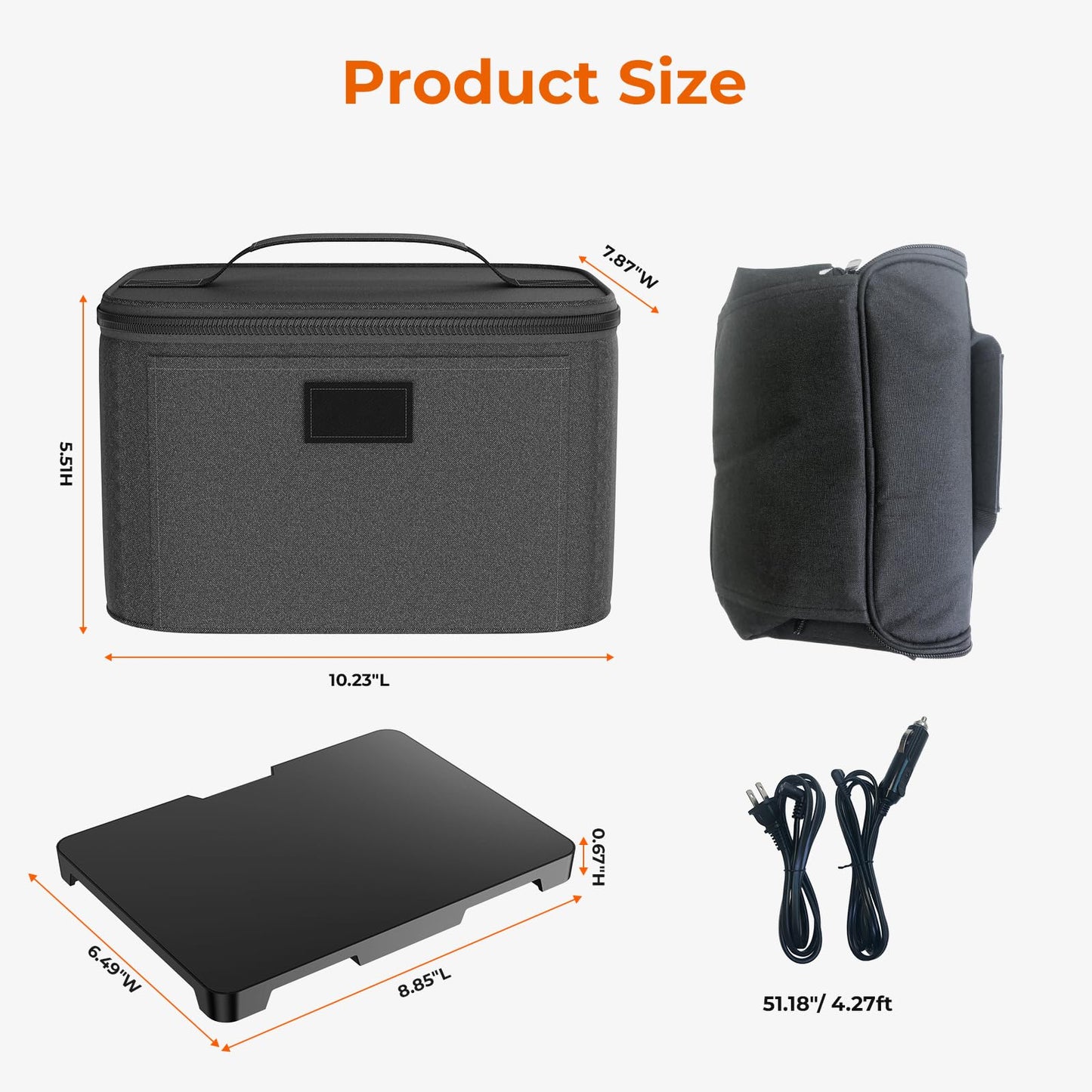 AICPAN Portable Electric Lunch Box Food Heater,12V/24V/110V 3-in-1 Food Warmer Box, Mini Portable Oven Car Food Warmer, Heated Lunch Bag for Adults Office Travel Work Truck Meal Reheating