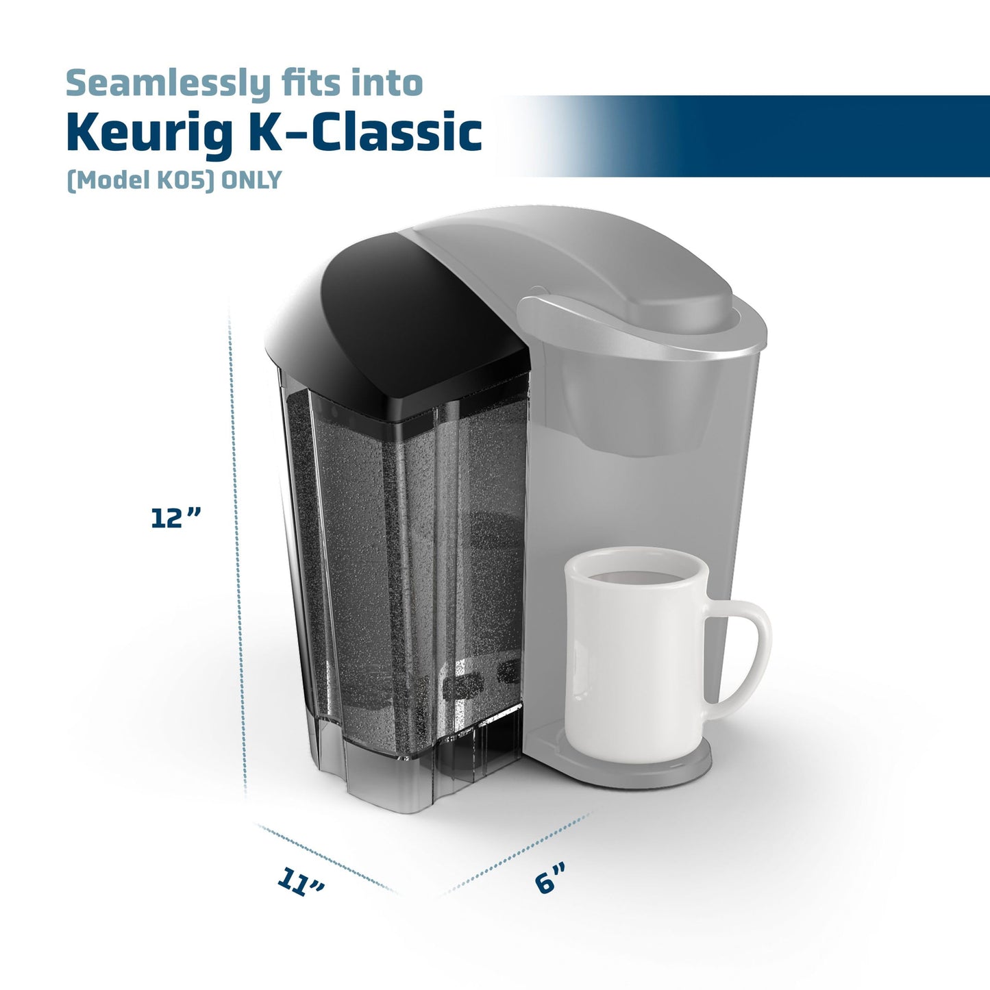 Gevoli XL Replacement Water Reservoir for Keurig K-Classic Coffee Maker [!Check Image 2 for Compatibility!] Extra Large 114 Ounce Tank for K50 / K55 Single Serve K-Cup Machines (11-19 Cups)