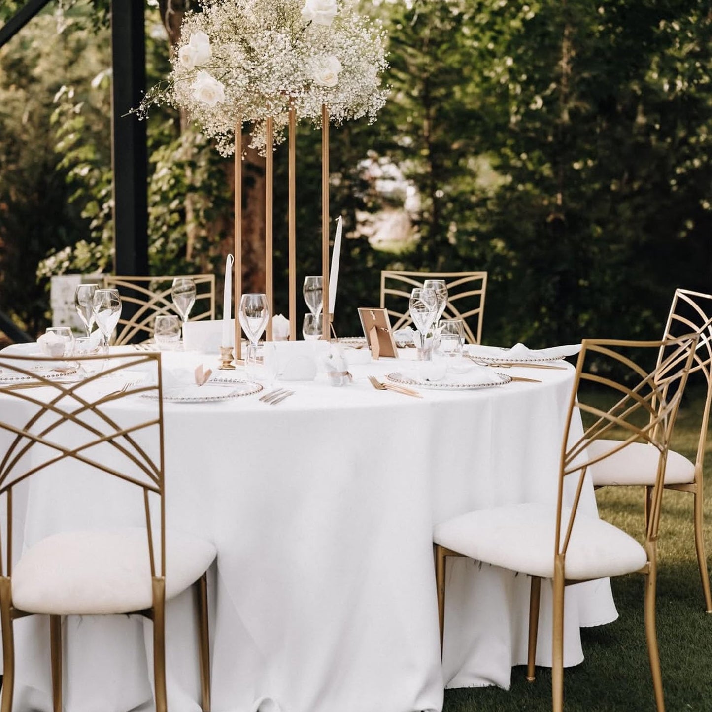 Seveups 10Pack White Round Tablecloth 90 inch White Table Cloth, Washable Round Table Cloth Polyester Table Cover for Dining Wedding Banquet Party