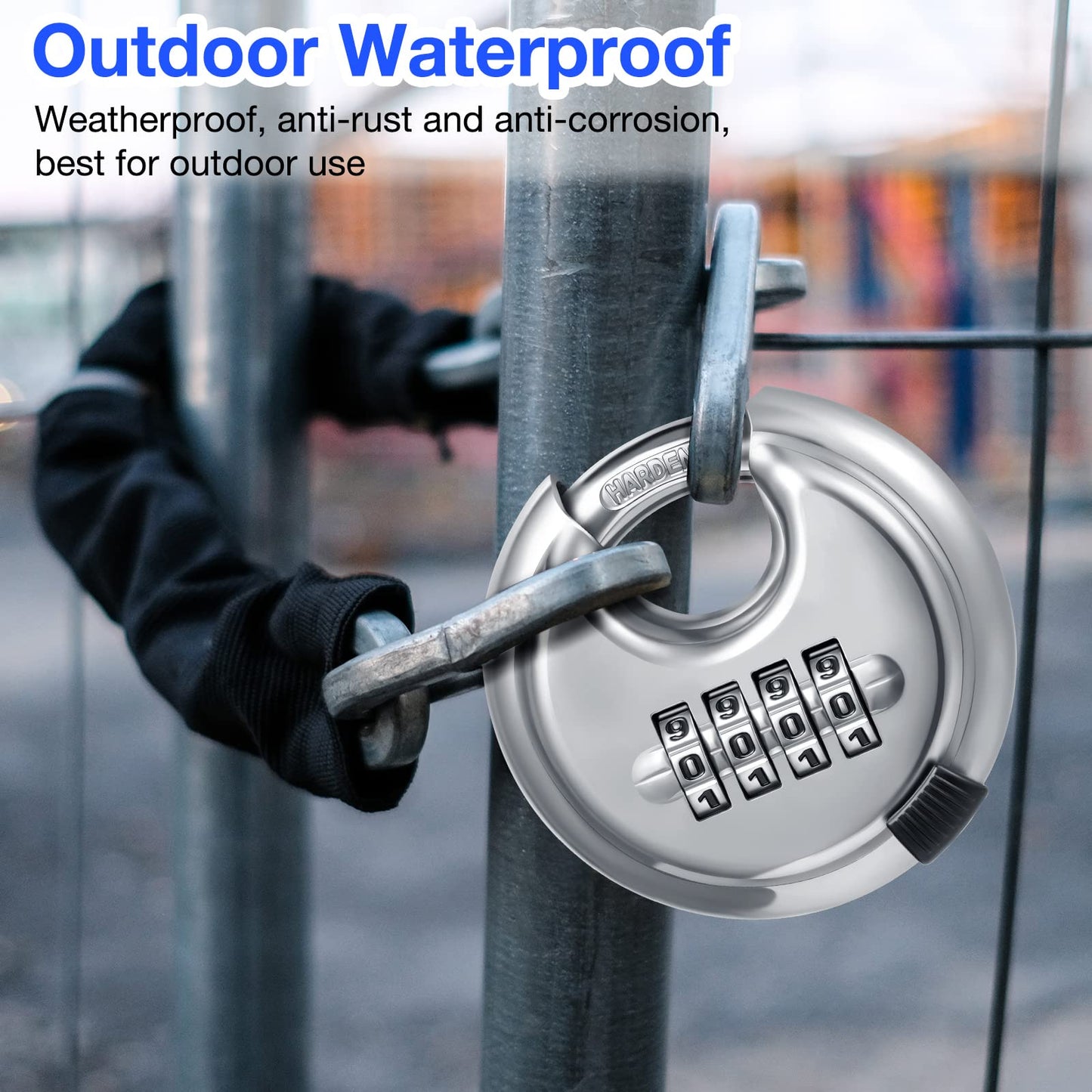 Maitys 10 Pack 4 Digit Combination Locks Stainless Steel Code Disc Lock Combo Padlock with Hardened Steel Shackle for Sheds Locker Storage Unit Gym Fence Gate Outdoor Indoor, Round (Silver)