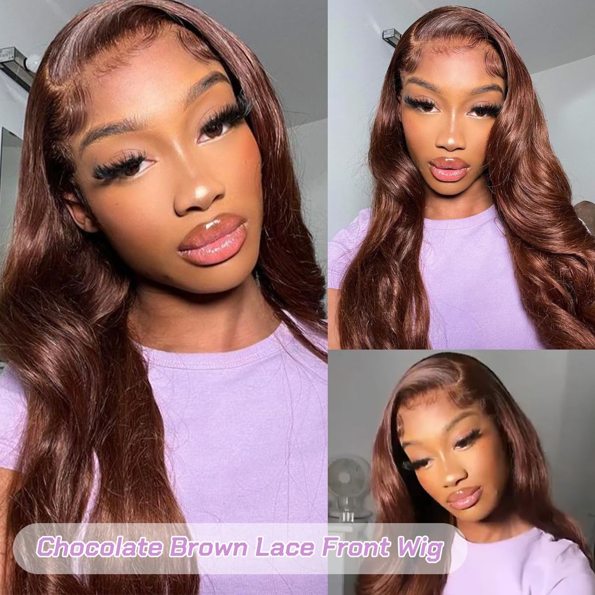 13x6 Chocolate Brown Lace Front Wig Human Hair 200% Density Body Wave Wigs HD Transparent Front Wigs Human Hair Pre Plucked with Baby Hair Brown Colored Wigs for Women Human Hair Wigs 26 Inch