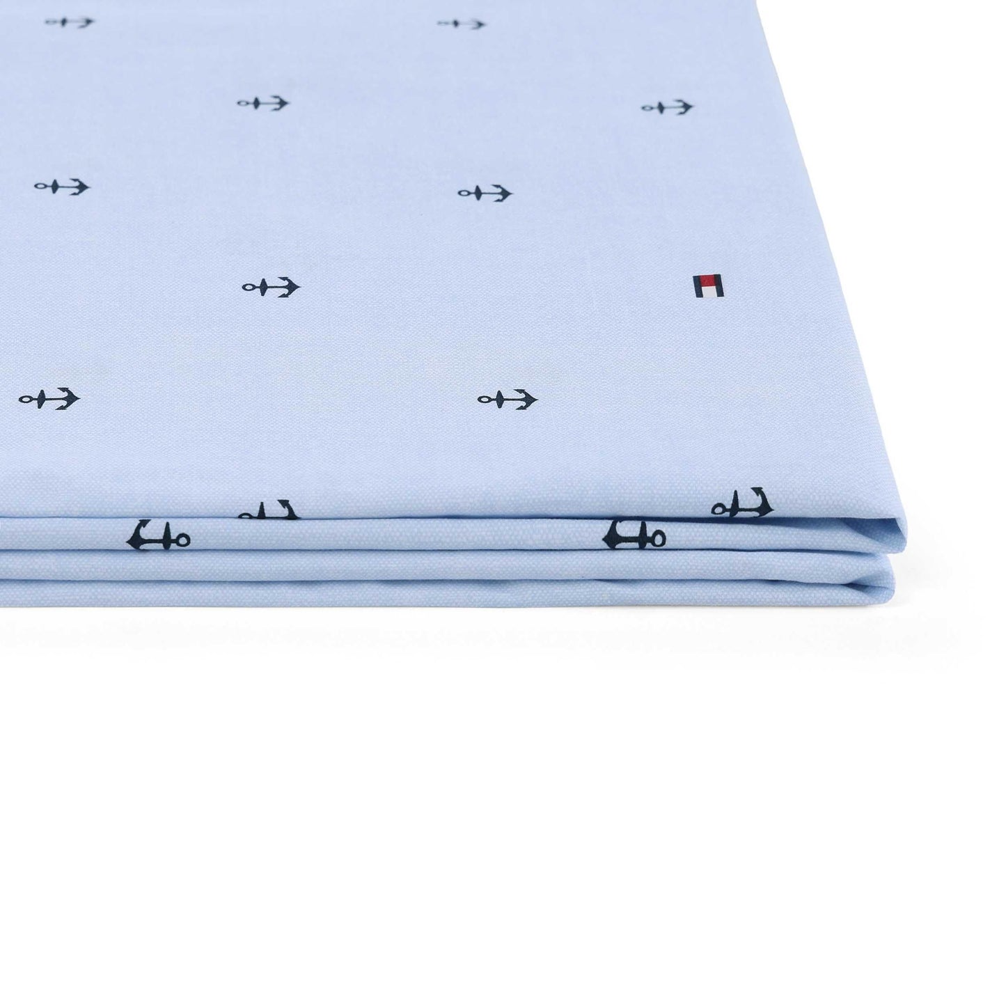 Tommy Hilfiger – Queen Size Sheet Set, Soft Cotton Percale Bedding with Crisp Cooling Comfort, Deep Pocket Fitted Sheet with Matching Pillowcases, Americana Decor (Nautical Anchor Light Blue)