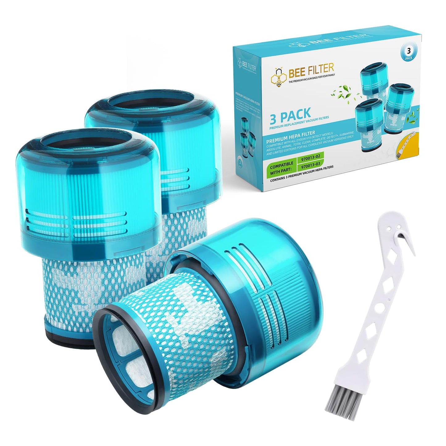 Dyson V15 Filter, 3-Pack Premium True HEPA Replacement Filters Compatible with Dyson V15 Detect, V15 Detect Absolute, V15 Submarine, V15 Detect Filter, V11 Animal Filter, V11 Filter, Part no 970013-02