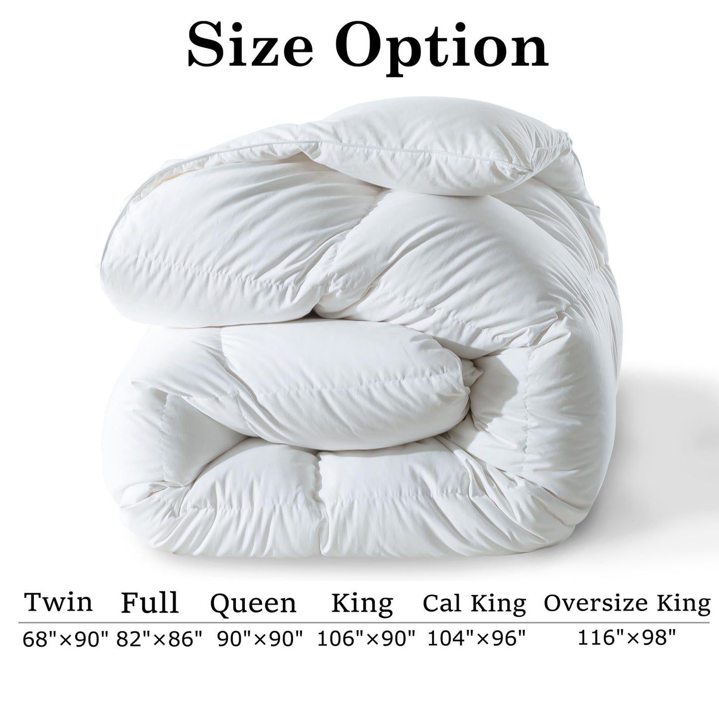 ELNIDO QUEEN® Feather Comforter Queen Size, Filled with Feather and Downfiber, All Season White Luxury Hotel Fluffy Bed Comforter, Ultra Soft 100% Cotton Duvet Insert, 90x90 Inch
