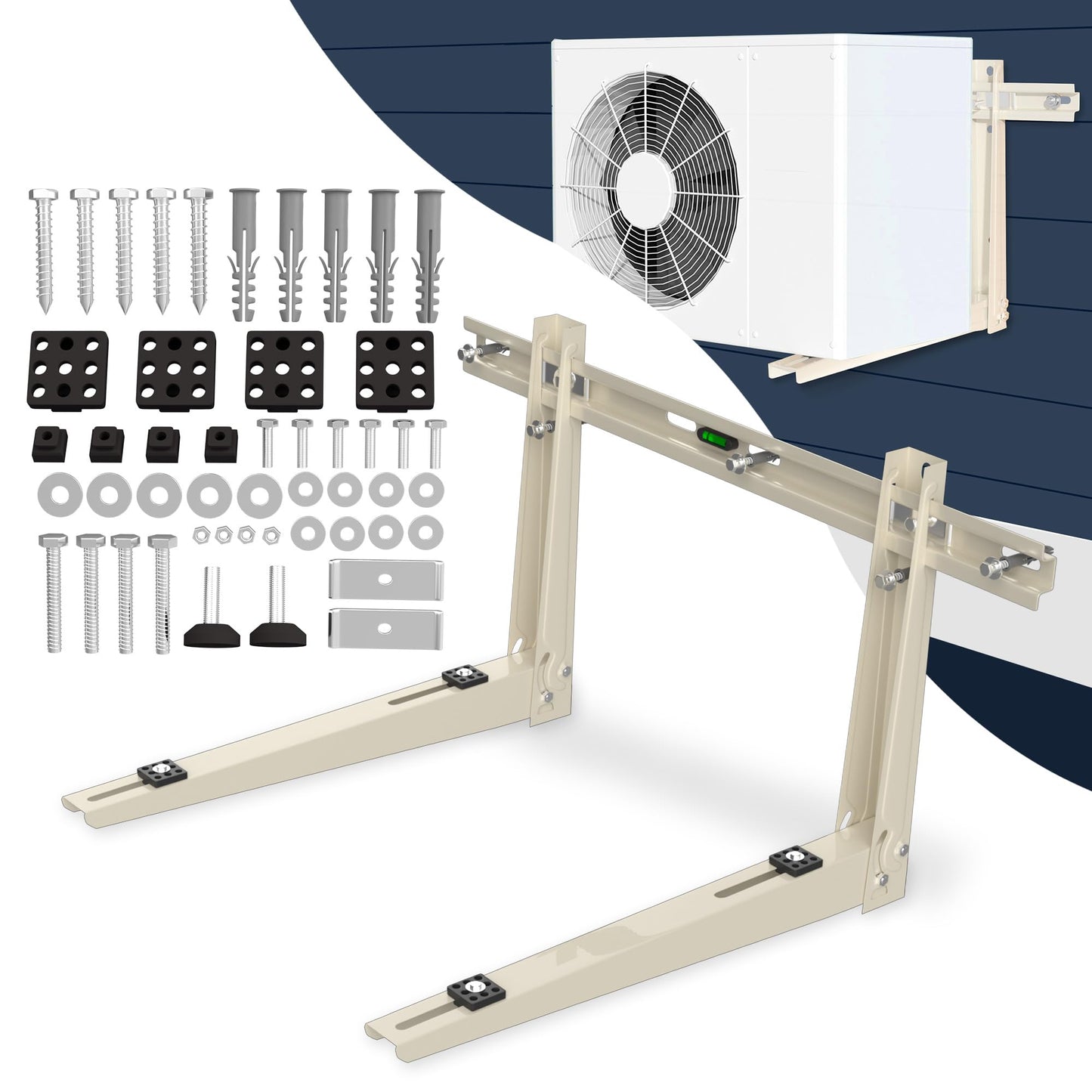Mini Split Mounting Brackets for Outside, Condenser Bracket with Leveler for 7000 BTU to 24000 BTU Outdoor Ductless Mini Split Air Conditioner Heat Pump AC Systems, Max 490 Lb Capacity