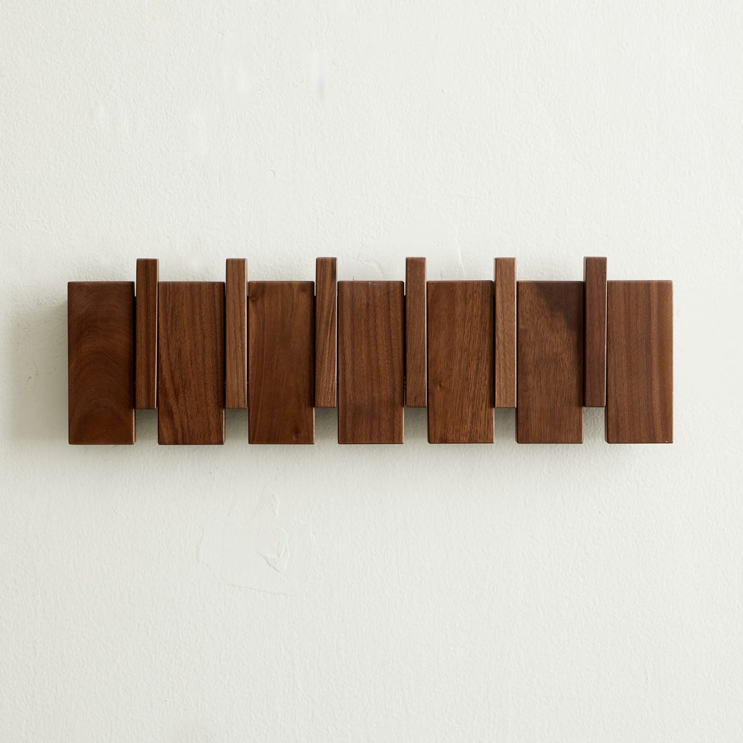 QUELLANCE Wood Coat Rack Wall Mount, Coat Hooks Hanger Wall Mounted, Heavy Duty Wall Coat Rack with 6 Hooks for Hanging Coats/Keys/Hats/Robe&Towels/Plants/Bags, Walnut