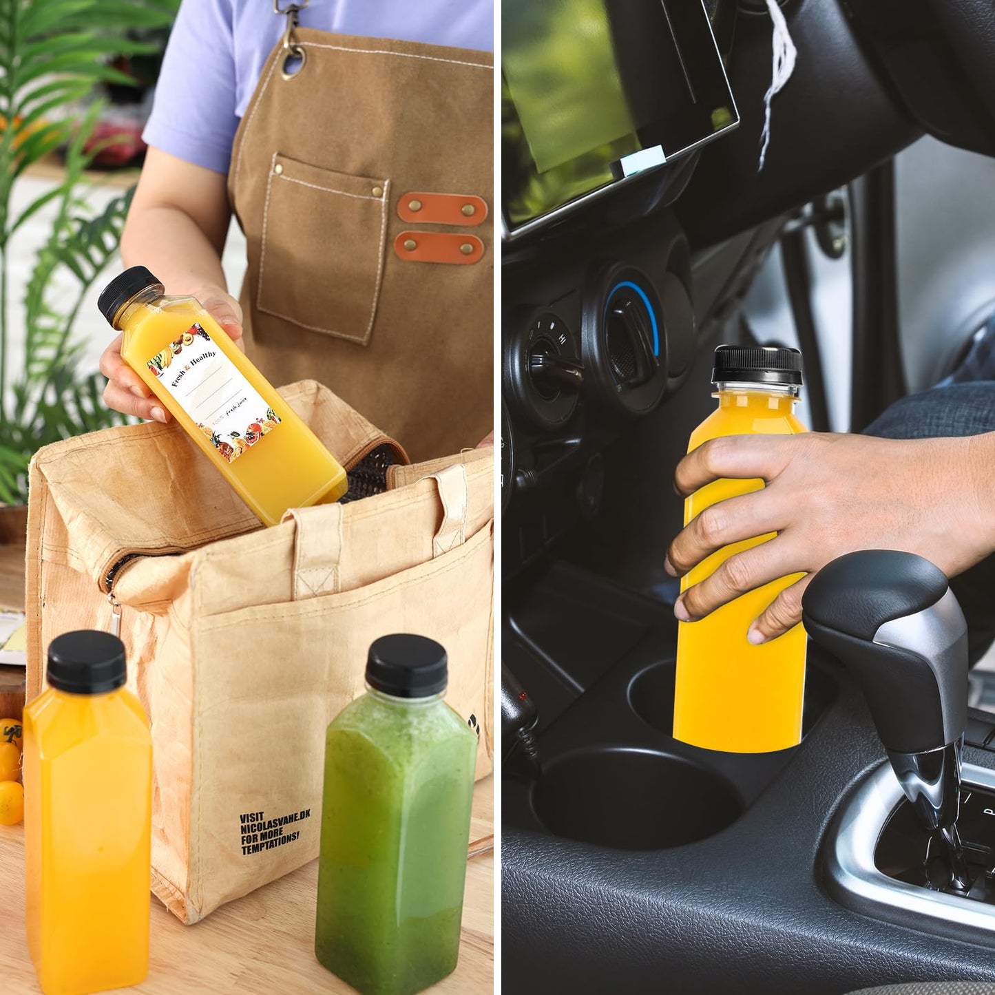 Moretoes 42pcs 16oz Plastic Juice Bottles with Caps, Reusable Juicing Bottles with Lids, Clear Containers for Smoothies and Other Beverages