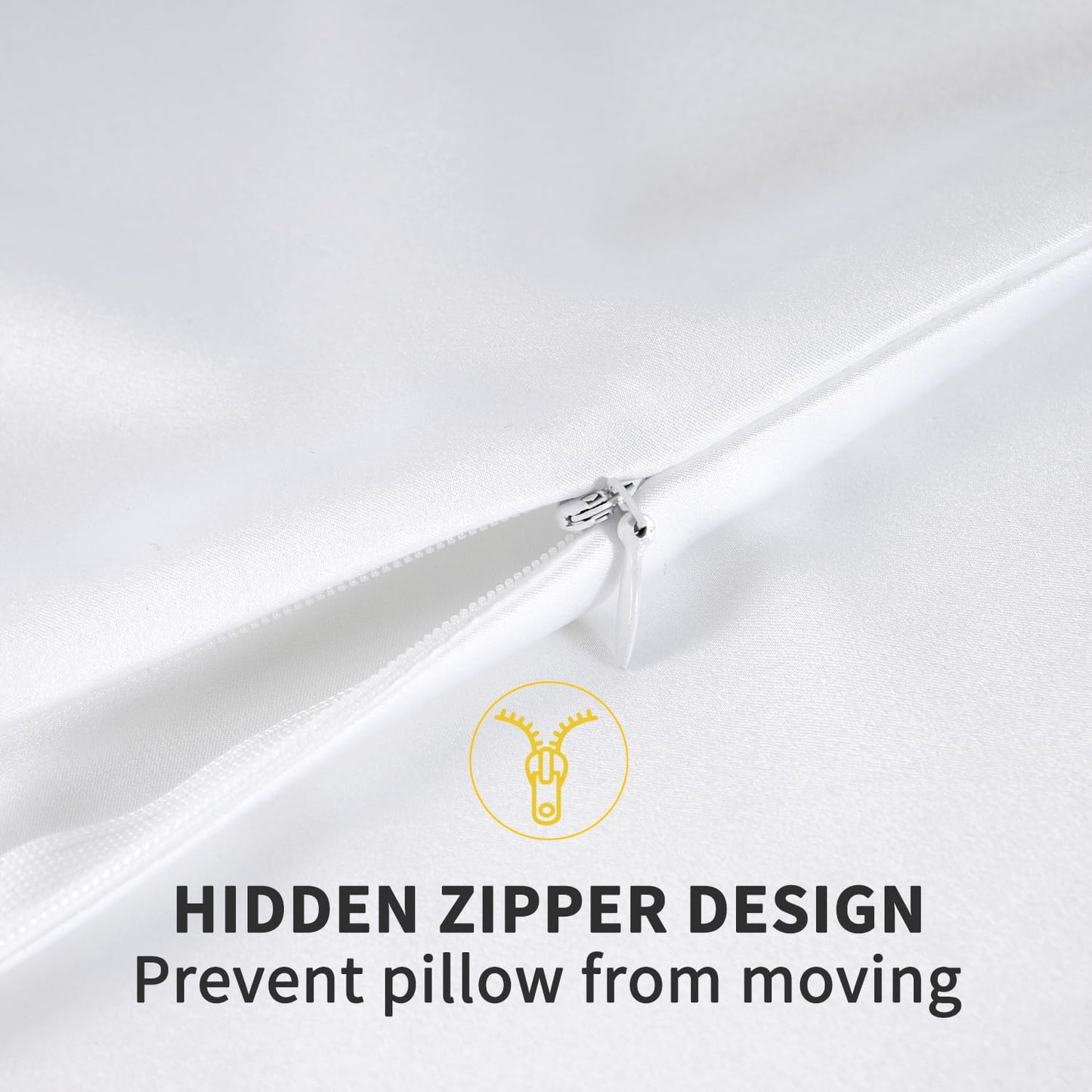 ZIMASILK 100% Pure Mulberry Silk Pillowcase 2 Pack, Soft and Smooth,Both Sides Premium Grade 6A Silk,600 Thread Count,with Hidden Zipper (Queen 20''x30'',White)
