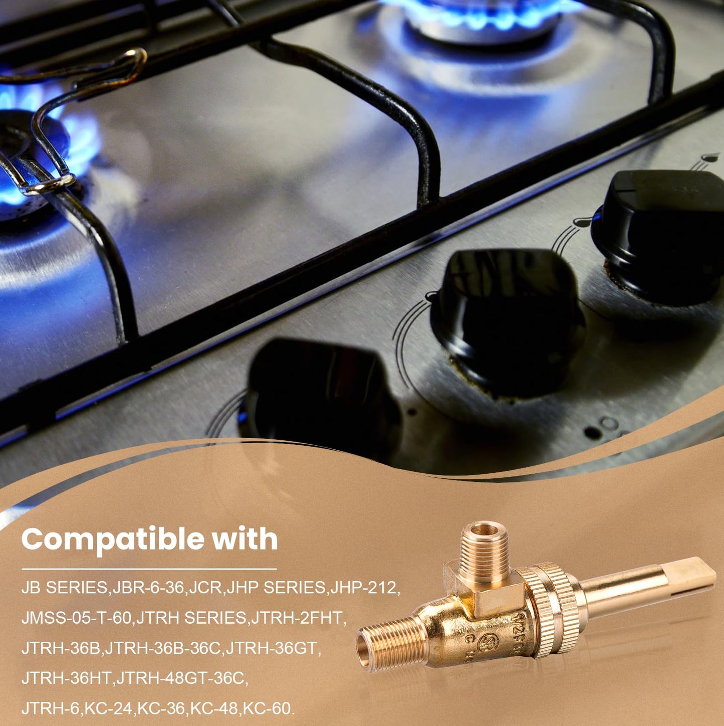 4418500200 GAS BURNER Valve 1/8" Mpt X 3/8-27 Replacement for Jade Range Generic - Valve, Stove Horiz Split（4 Pack）