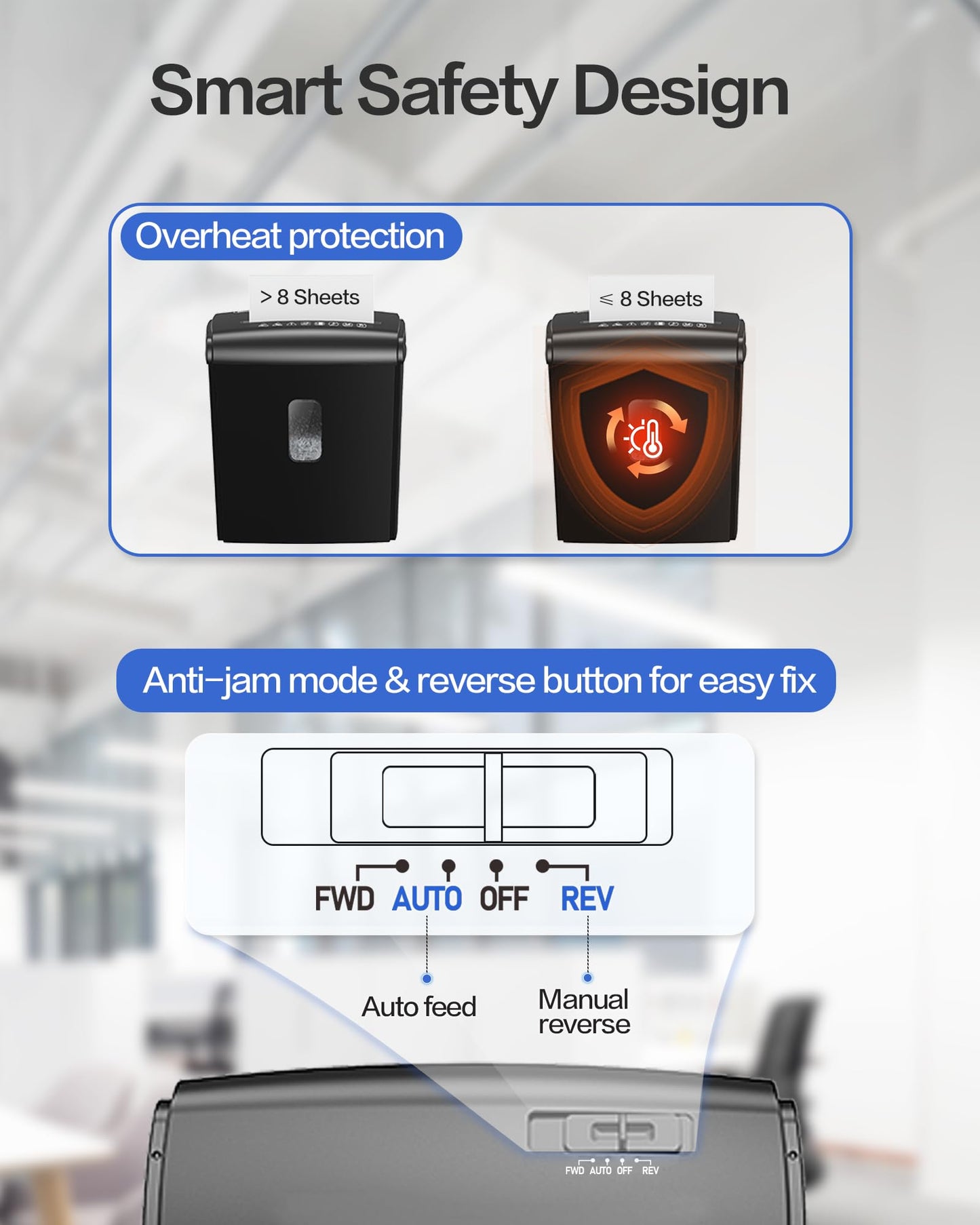 Locksworth 8-Sheet Micro Cut Shredder for Home Office, 4 Gallons Bin P-4 High Security Shredders for Papers/Credit Cards/Staples/Clips, Small Commercial Paper Shredder with Transparent Window