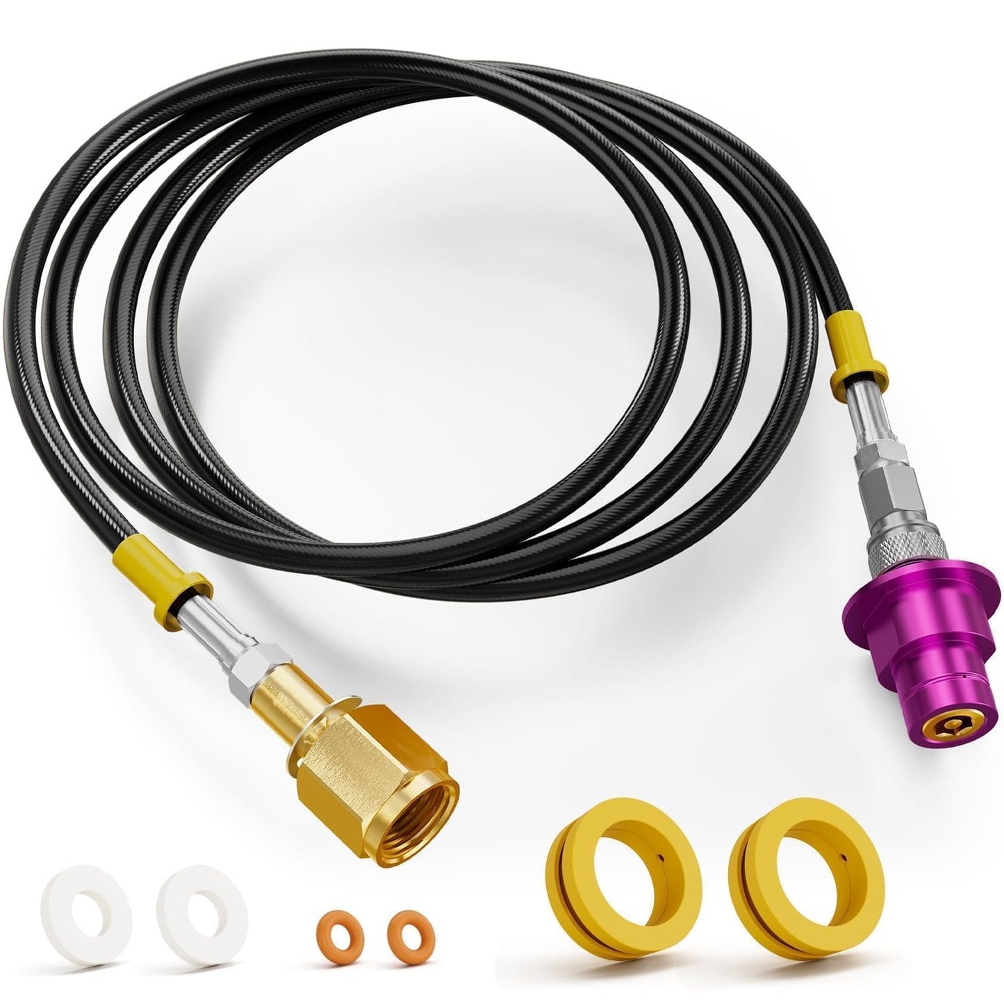 CALPOSE Soda Machine Co2 Adapter, Co2 Refill Quick Connect Adapter with CGA320 Connector, Soda Machine Connector with 60Inch High Pressure Hose Compatible for Terra, Duo, Art, Gaia, Soda Series
