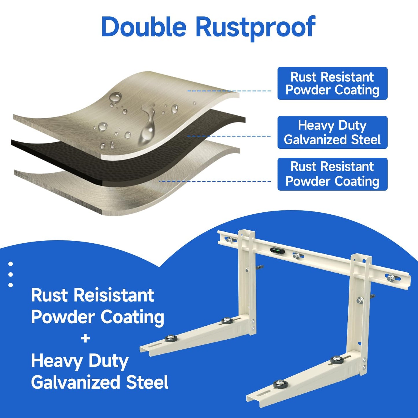 Mini Split Wall Mounting Bracket: AC Wall Mount Bracket for 7000 to 12000 BTU Outside Minisplit Ductless Air Conditioner, Heavy Duty Mini Split HVAC Heating System Bracket, Max 400lb Capacity