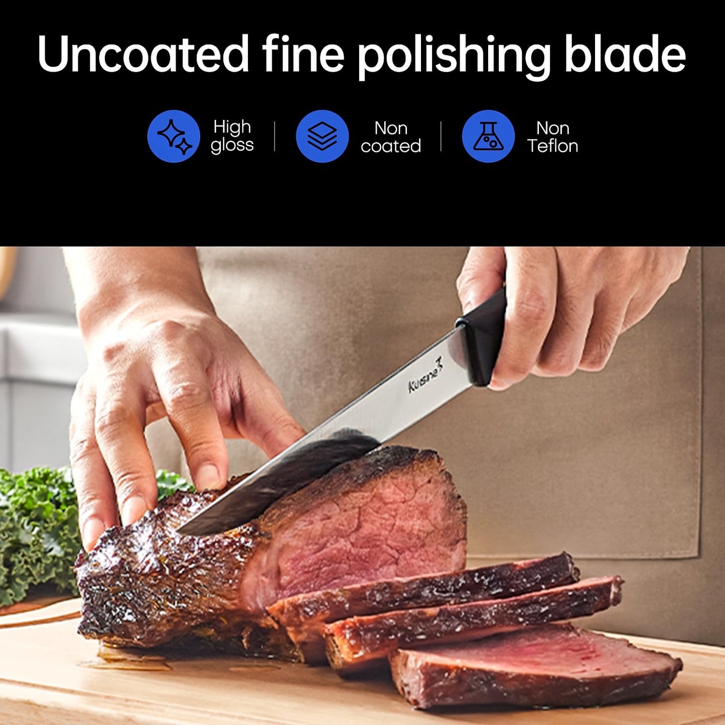 Kuisine Knife Set 15 pieces High Carbon Stainless Steel Professional Kitchen Knife block set with Sharpener Black