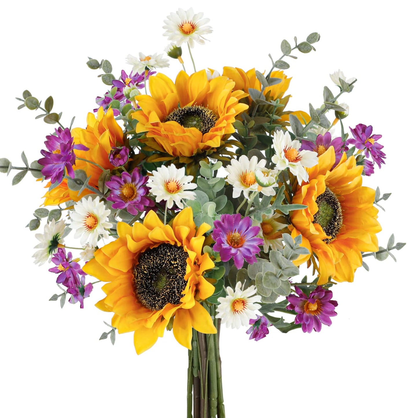 CEWOR Artificial Sunflowers Fake Cemetery Flowers for Grave Bouquet with Sunflowers for Bridal Bouquets Wedding Centerpieces Decor Party Table Gravesites Fall Floral Arrangements Home Decoration