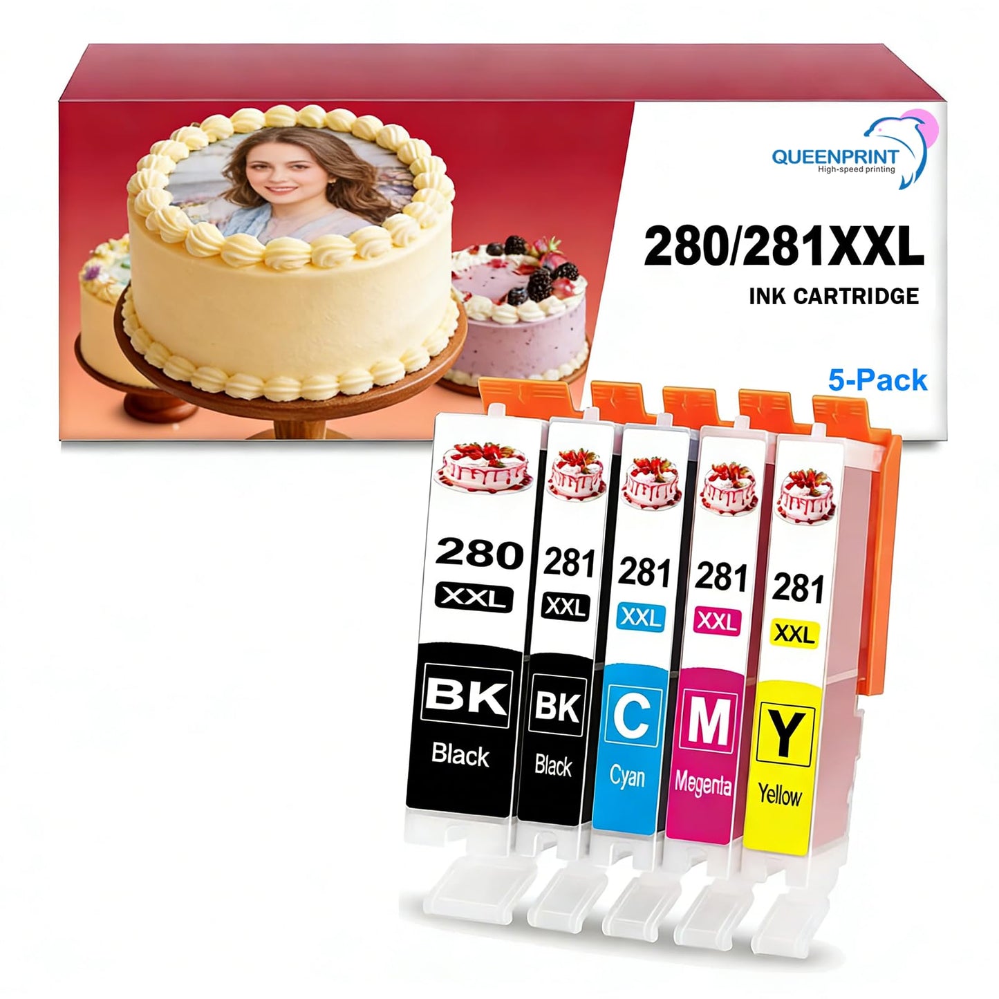 5-Pack PGI-280XXL CLI-281XXL Ink Compatible 280XL 281XL Ink Cartridges Replacement for Canon Printer PIXMA ts702 TR8620a
