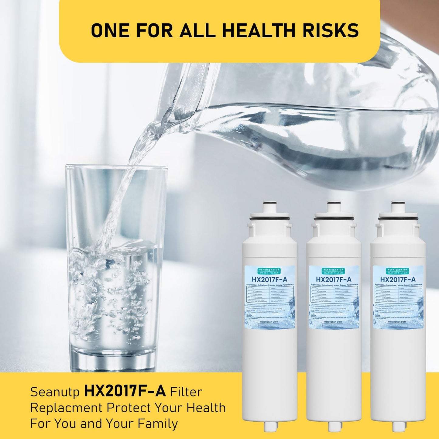 HX2017FR-A HX2017F-A Water Filter Replacement Compatible with Hisense HRF266N6CSE1, HRF266N6CSE, HRF209N6CSE, HRF254N6TSE, HRF254N6DSE Twist-In Models, 3 Pack