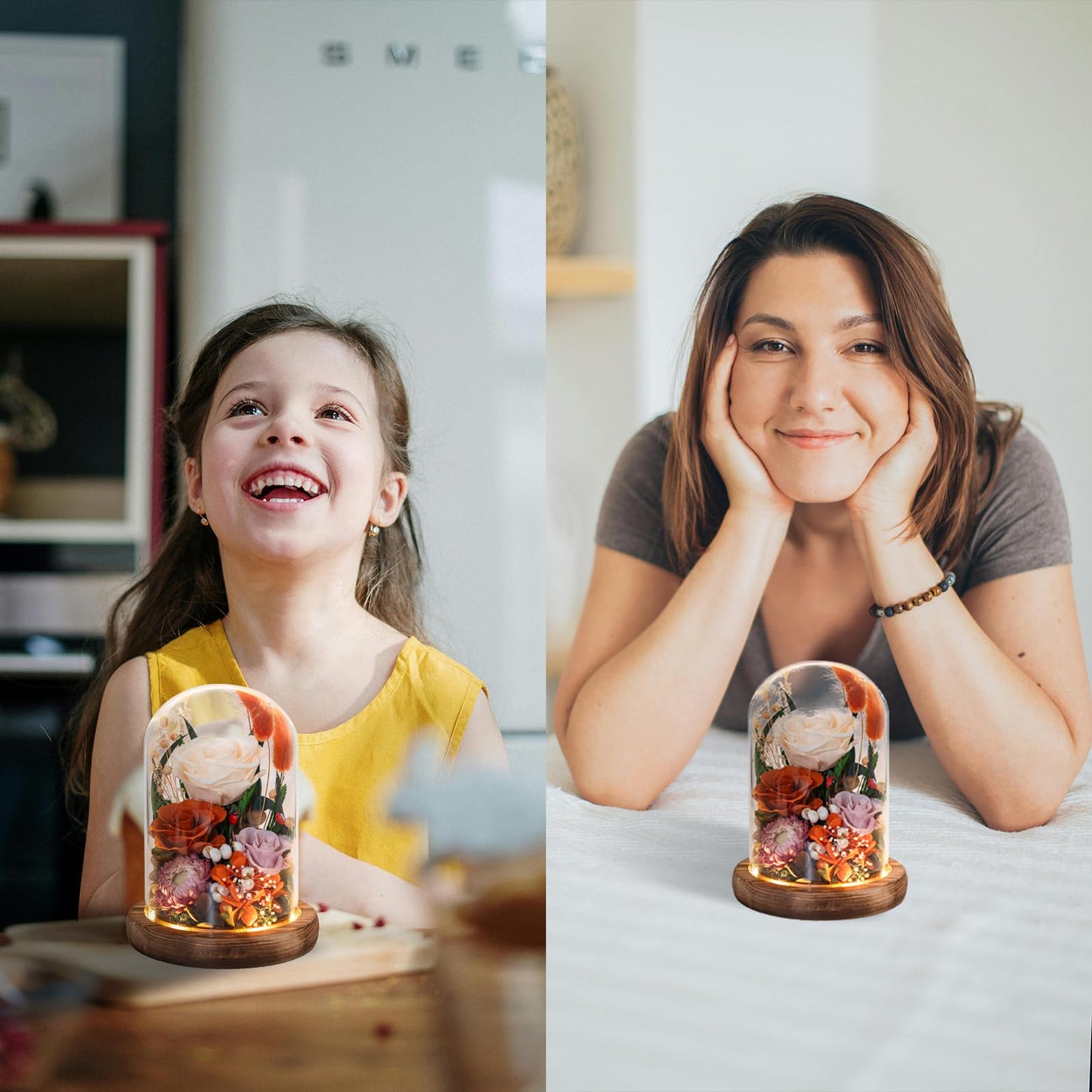 HUACHIPLUS Forever Flower Gifts for MOM:Perfect Mothers Day Flowers for Mom Wife Grandma-Preserved Flower with Symbolic Ladybugs–Flowers for Delivery Prime on Anniversary Birthday (Orange)