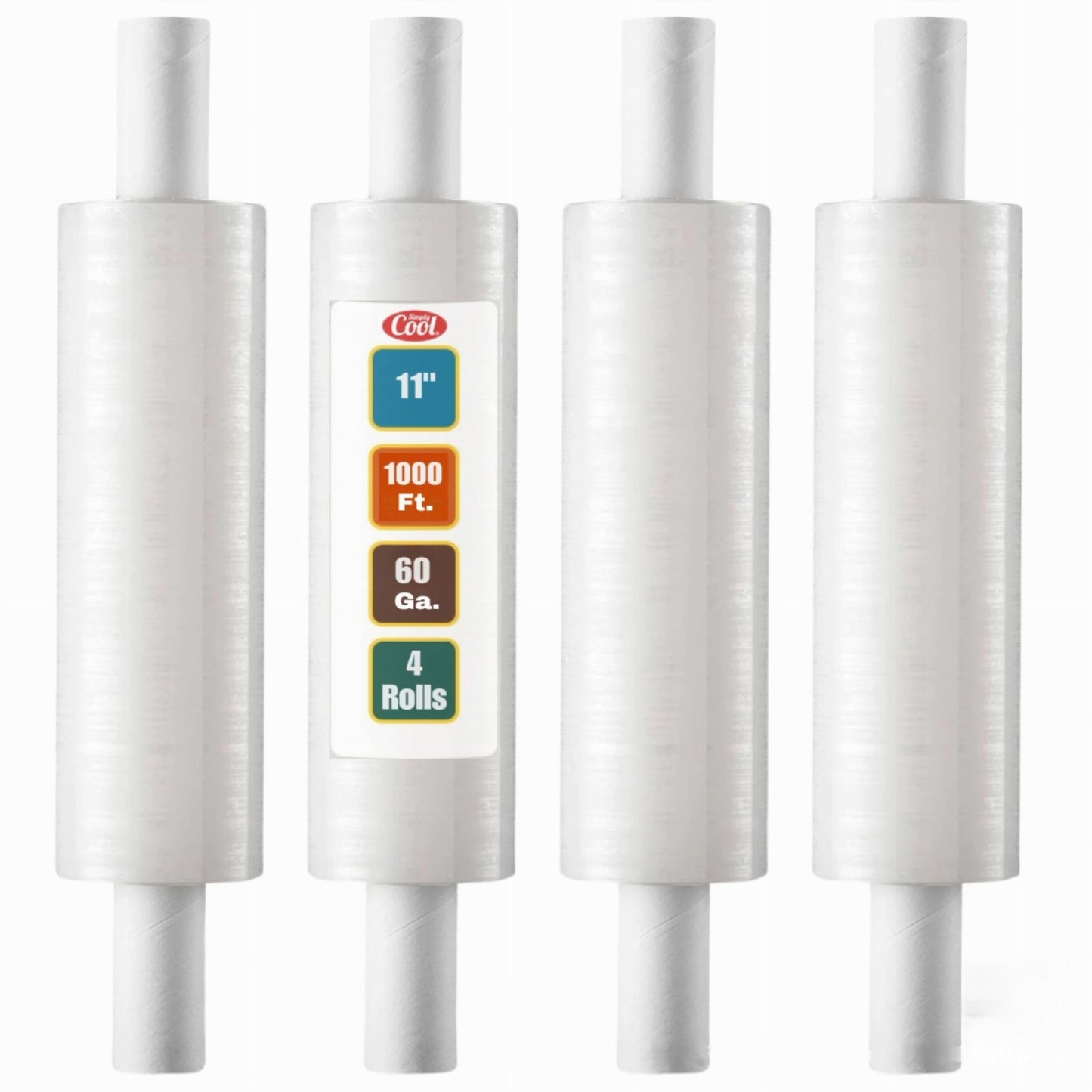 Stretch Wrap with Handle Industrial Strength 4 Pack 11" x 1000 Ft 60 Gauge Thick Shrink Wrap Roll for Moving Supplies, Furniture, Pallets, Plastic Wrap for Packing, Heavy Duty Stretch Film