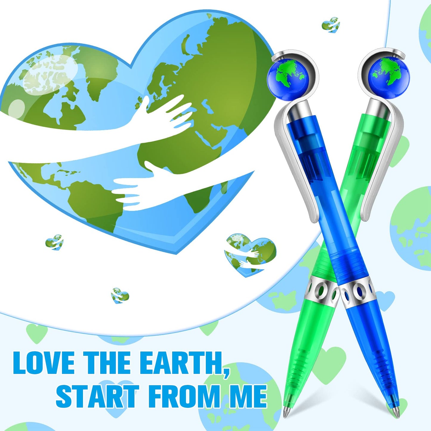 Teling 100 Pcs Earth Retractable Cute Globe Pens Bulk 1.0 mm Tellurion Shape Earth Day Black Ink World Ballpoint Pens for Adults Accessories Office Decoration Supplies