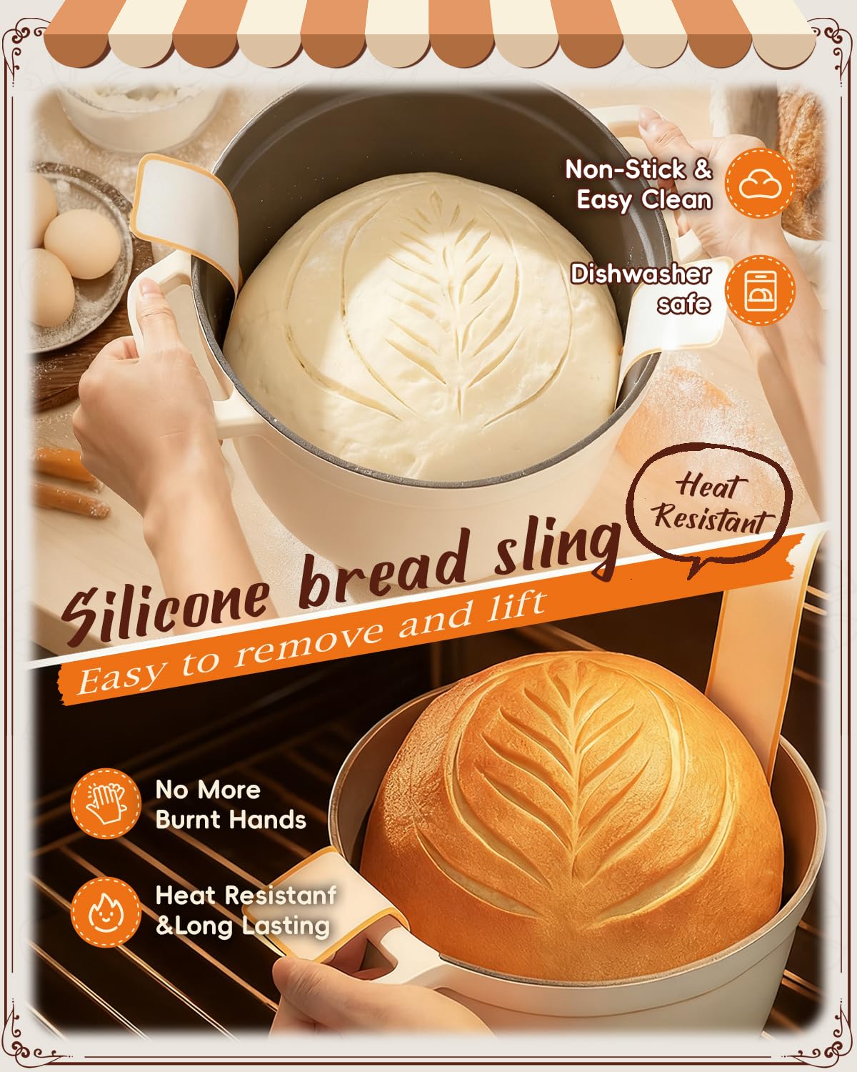 RYMTOX Complete Sourdough Starter Kit with Manual | Easy to Clean for Beginners | Sourdough Bread Baking Supplies with Round Bread Proofing Basket, Bread Sling, Starter Jar, Dough Whisk, Scrapers, Bag