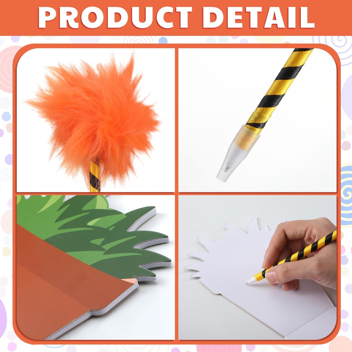 Sayglossy 24 Pcs Fluffy Fuzzy Pens and Flower Pot Notebooks, Colorful Pompom Pens Novelty Cute Notepad Gift Set for Birthday Party Favors Office Supplies