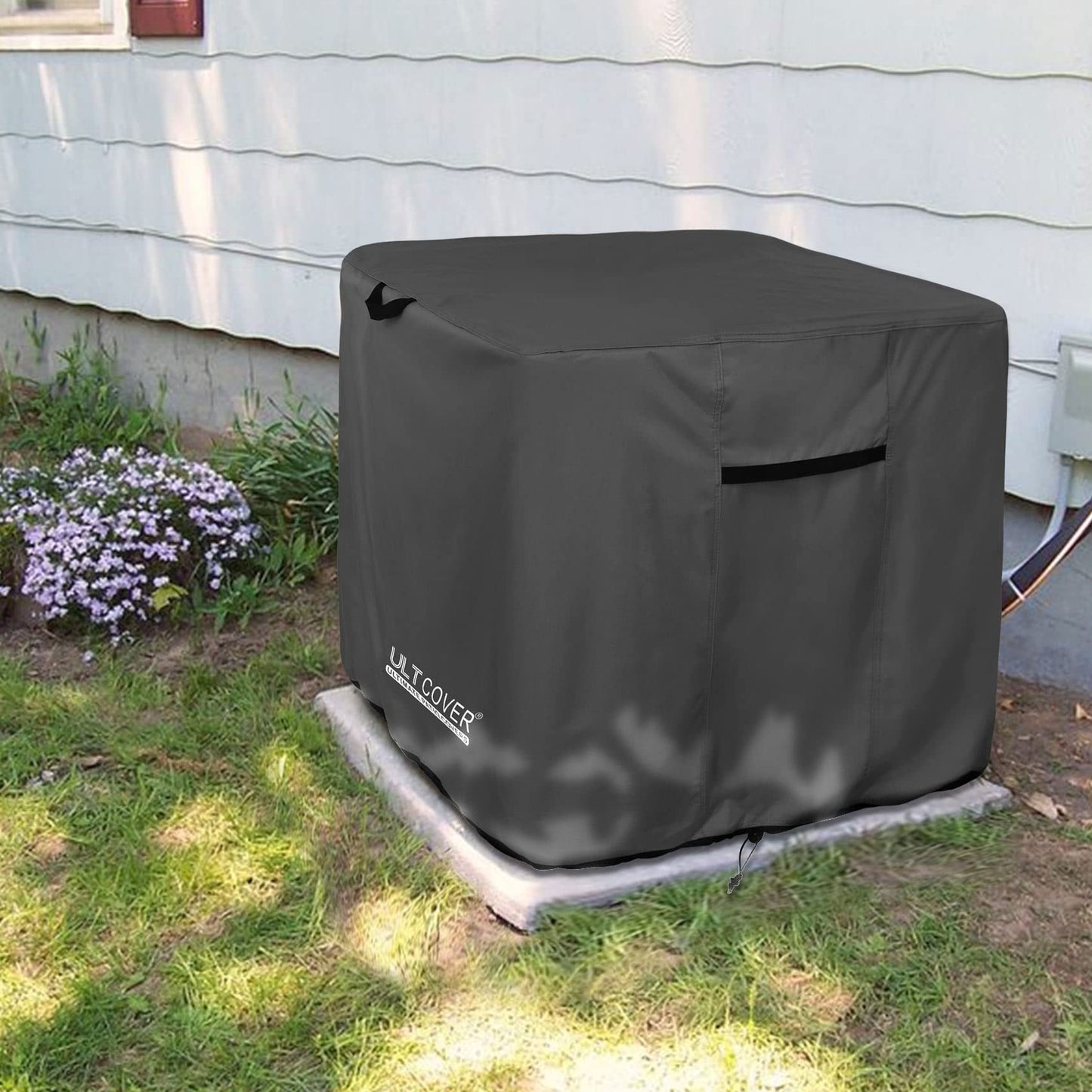 ULTCOVER Waterproof Square Air Conditioner Cover for Outside AC Units Size Upto 30W x 30D x 32H inch, Black