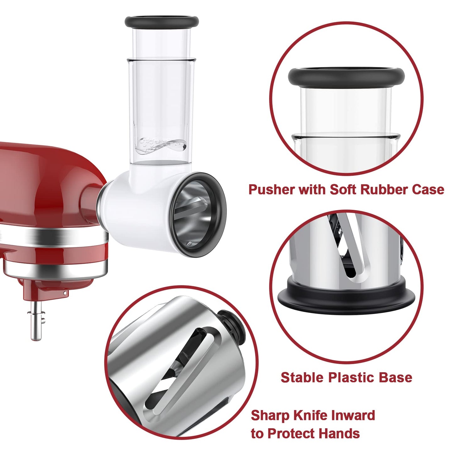 Slicer Shredder Attachment for KitchenAid Stand Mixers, Vegetable Cheese Grater Salad Maker Food Slicers Accessories for Kitchenaid, Easy Clean Dishwasher Safe Cheese Shredder by Gvode