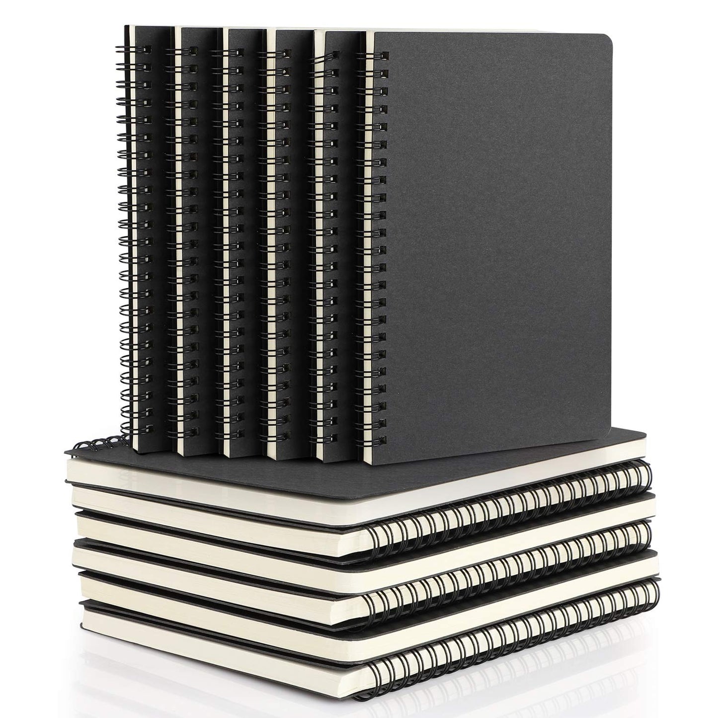 EUSOAR Spiral Notebook, A5 12packs 5.5"X8.3" 120 Pages Lined Travel Writing Notebooks Journal, Memo Notepad Sketchbook, Students College Office Business Subject Diary Ruled Book Journal-Black Cover