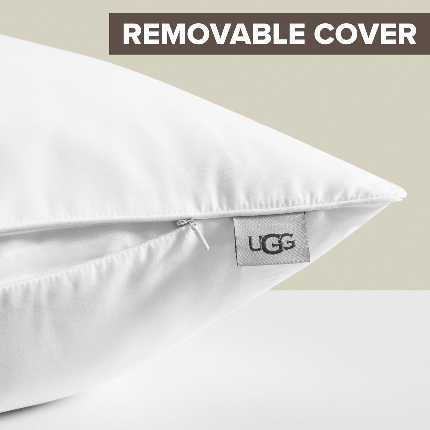 UGG Danielle Cooling Pillow Standard Size Hypoallergenic Down Alternative Luxury Hotel Bed Pillow for Stomach Back or Side Sleeper with Washable Cover for Queen Full or Twin, 20-inch x 28-inch, White